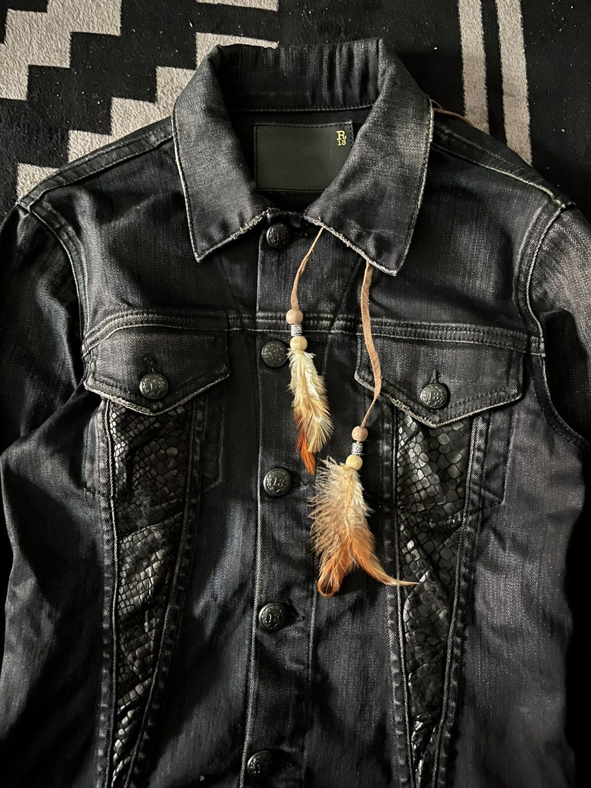 R13 Archive R13 snake skin waxed denim jacket Size US XS / EU 42 / 0 - 3 Thumbnail