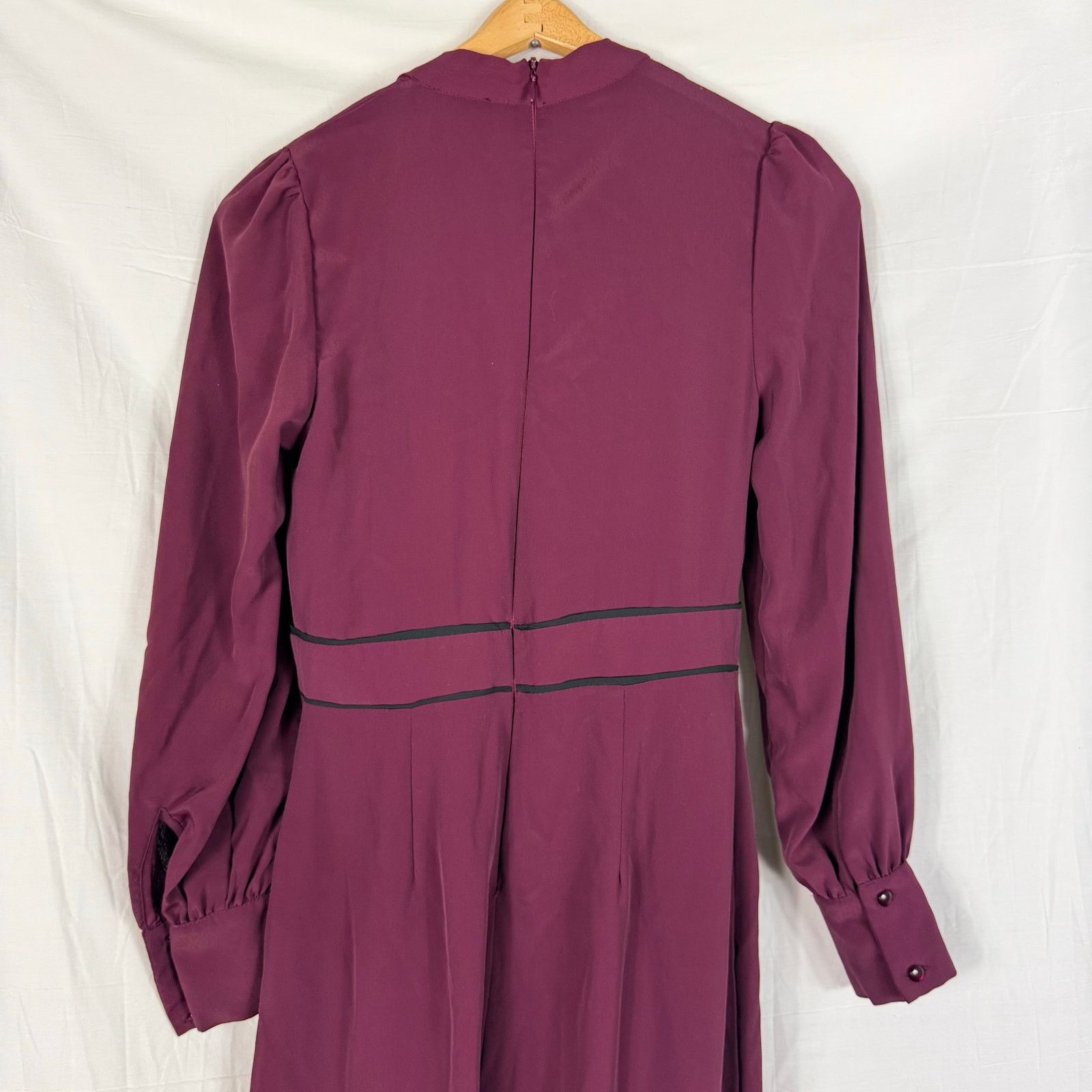 Asos ASOS Burgundy Tie Neck Wide Leg Jumpsuit Long Sleeve Size 2 Size 26" / US 2 / IT 38 - 10 Thumbnail