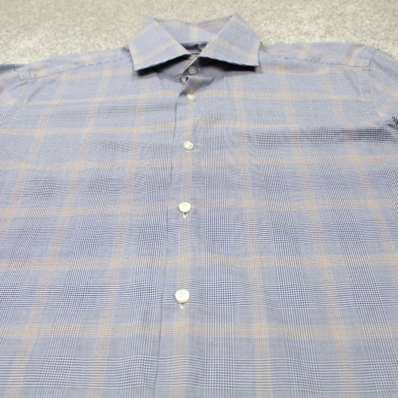 Hugo Boss BOSS Hugo Boss Gerald Shirt Mens 16 Blue/Yellow Regular Fit 100% Cotton L/S Dress Shirt Vintage No Size US L / EU 52-54 / 3 - 4 Thumbnail