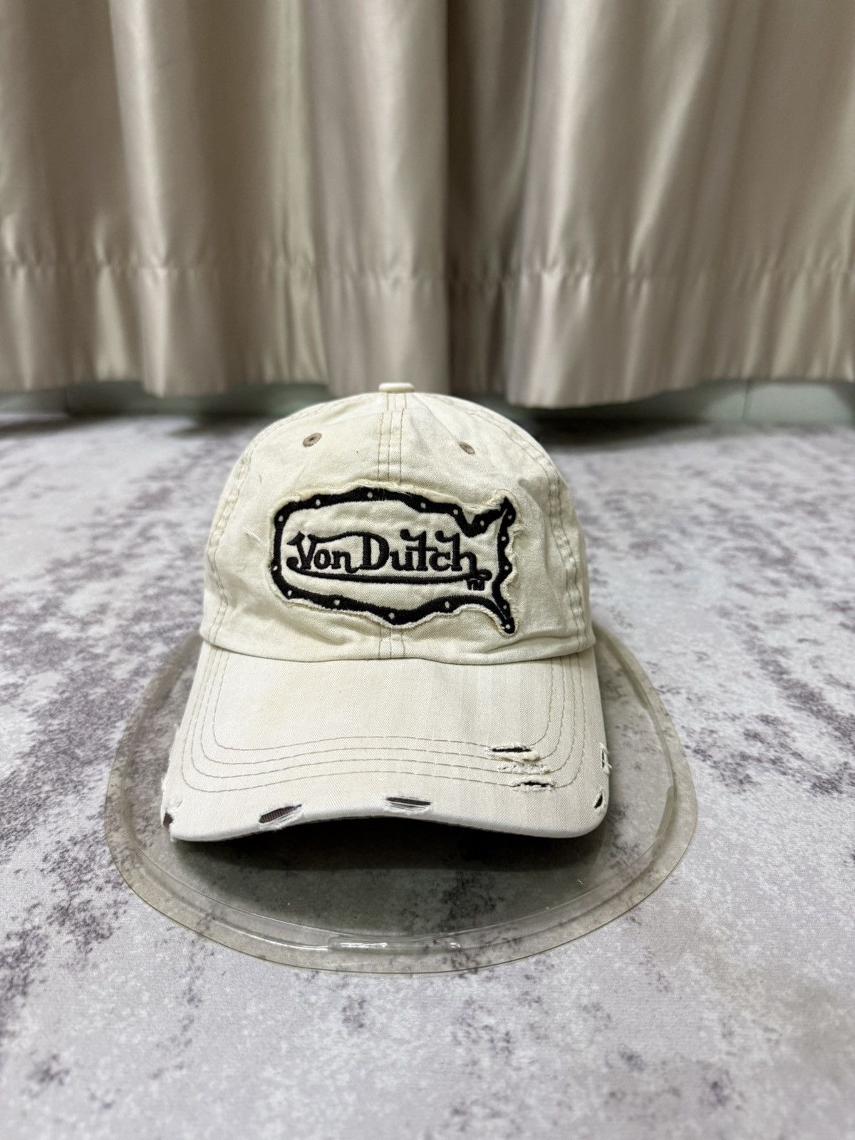 Von Dutch Vintage Von Dutch DistressedDesign CreamWhite Adjustable Cap Size ONE SIZE - 1 Thumbnail