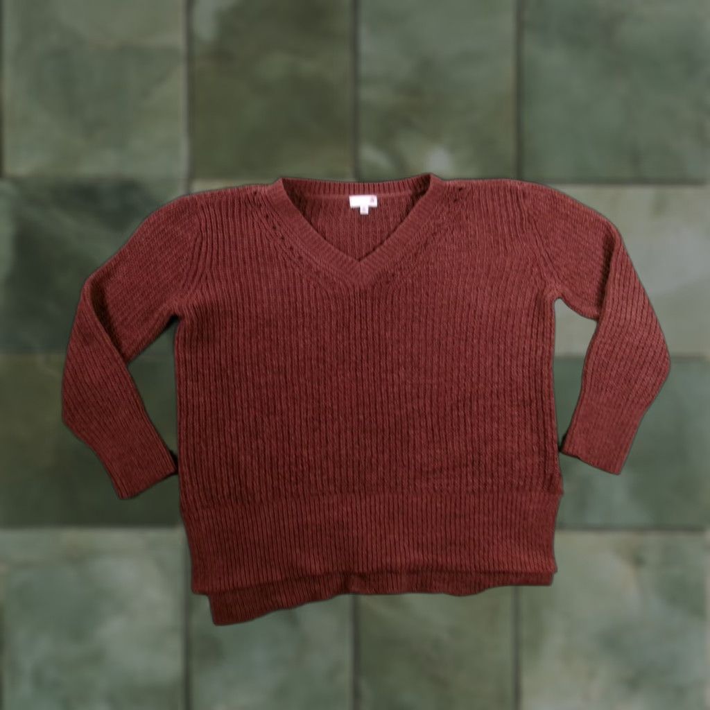 Vintage SO Sweater Womens Medium Rust Brown Oversized Ribbed Knit Cozy Lounge Size M / US 6-8 / IT 42-44 - 1 Thumbnail