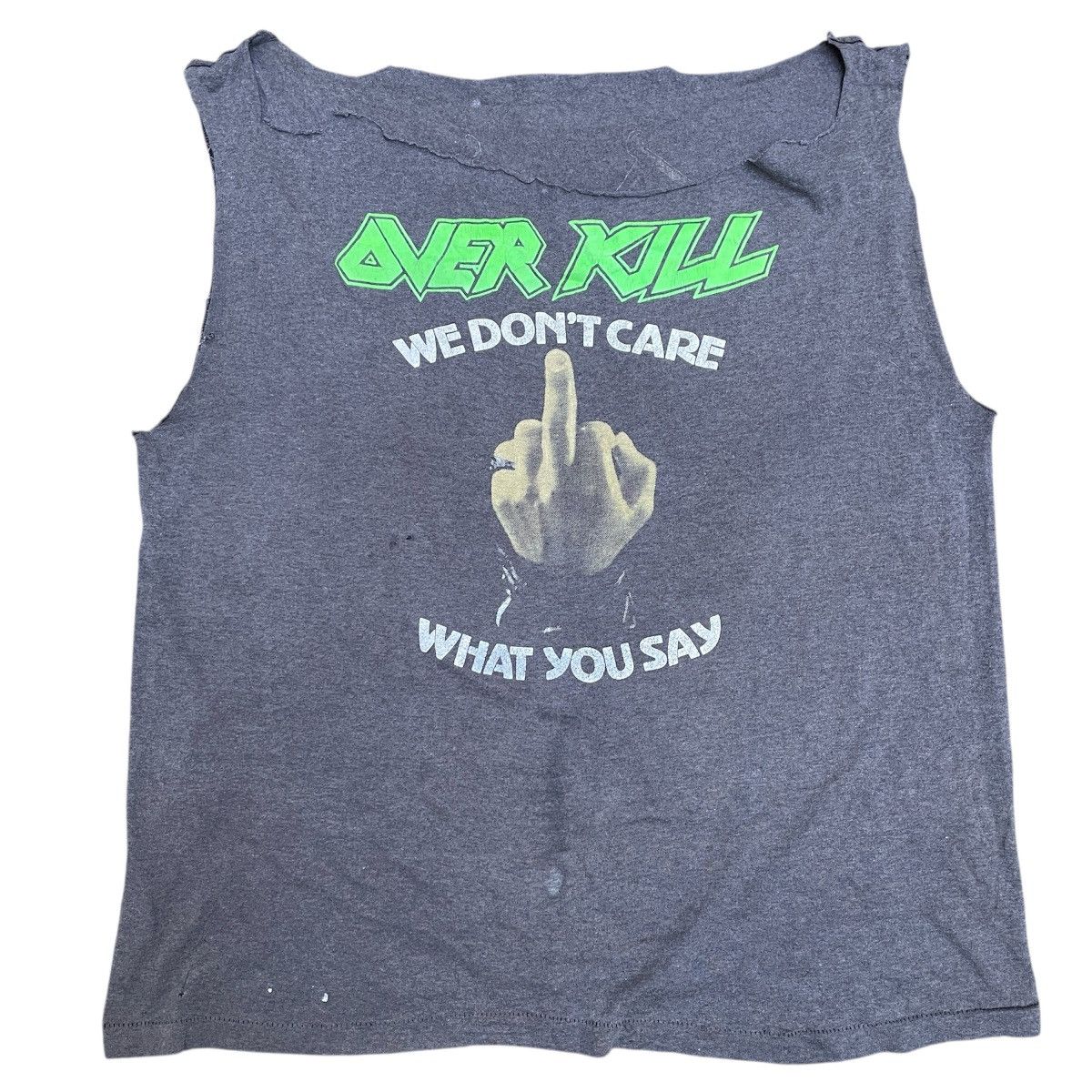Band Tees Vintage Overkill Band T-Shirt – Thrashed Cut-Off Sleeveless Size US XL / EU 56 / 4 - 1 Thumbnail