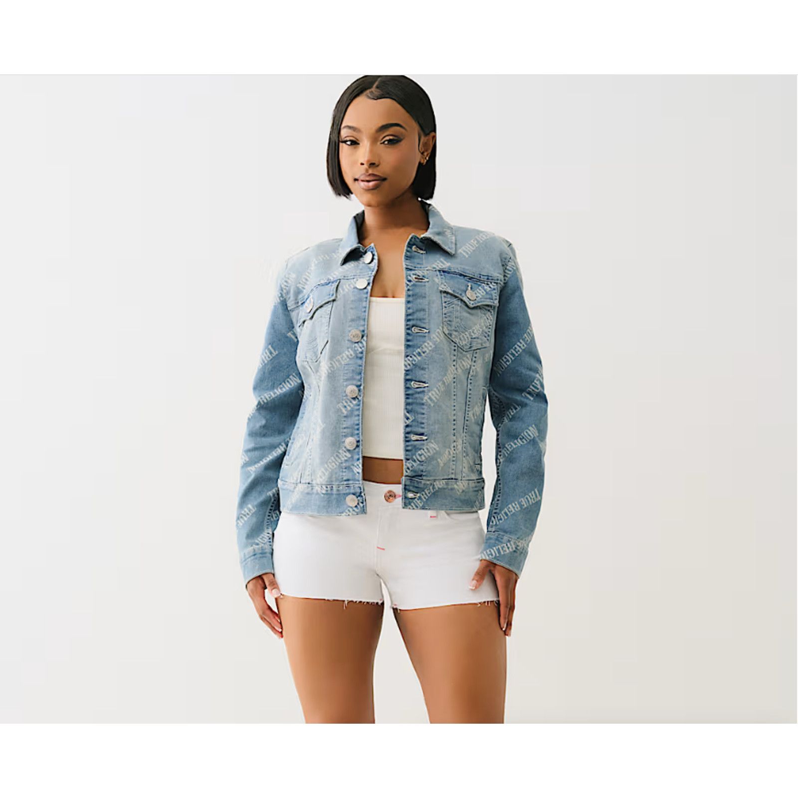 True Religion TRUE RELIGION - ALL OVER LOGO RELAXED DENIM TRUCKER JACKET M Size M / US 6-8 / IT 42-44 - 5 Thumbnail