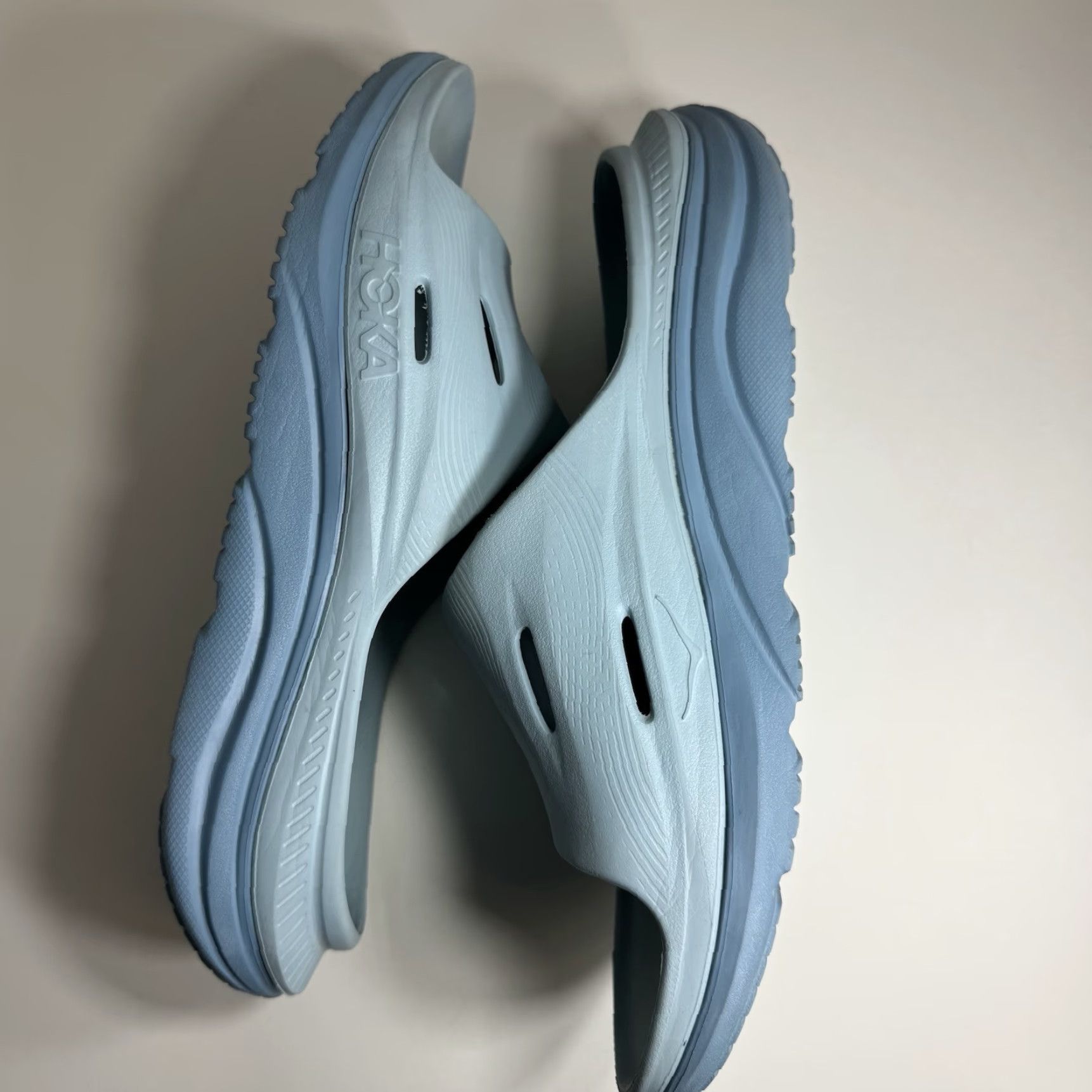 Vintage Hoka One One Ora Recovery Slides Sandal Mens 12 Light Blue Size ONE SIZE - 6 Thumbnail
