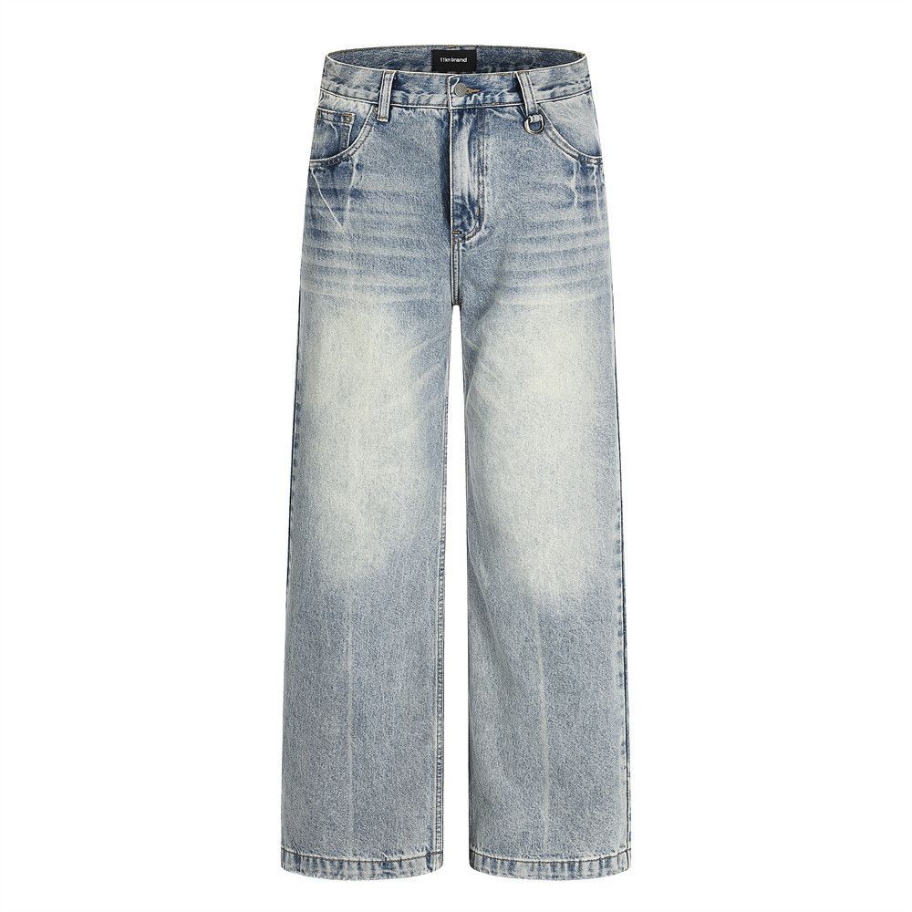 Jean Retro punk distressed loose wide-leg men's washed jeans Size US 32 / EU 48 - 1 Thumbnail