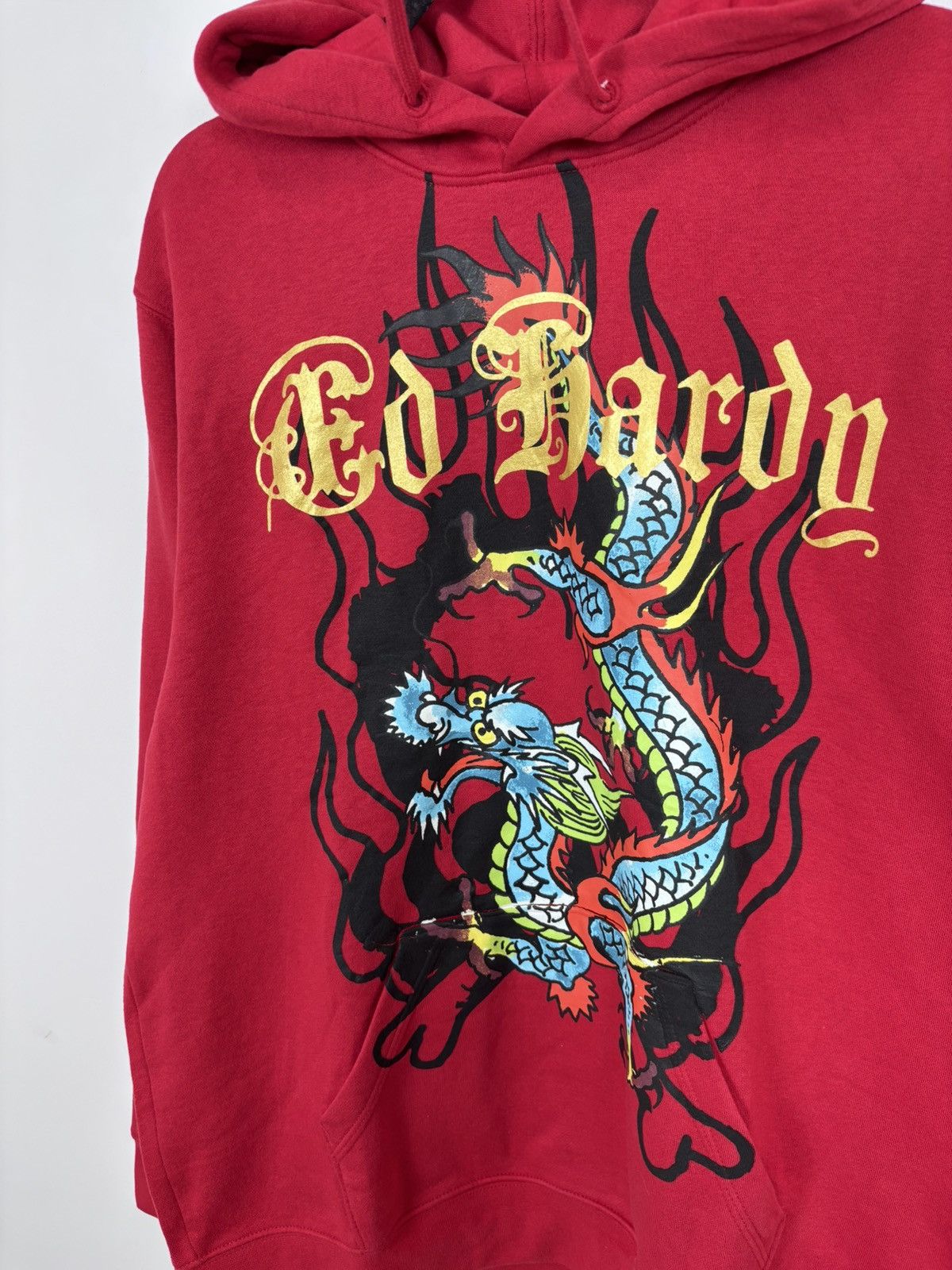 Ed Hardy Ed Hardy NWT Chinese Dragon Tattoo Big Logo Red Hype Hoodie Size US XL / EU 56 / 4 - 4 Thumbnail