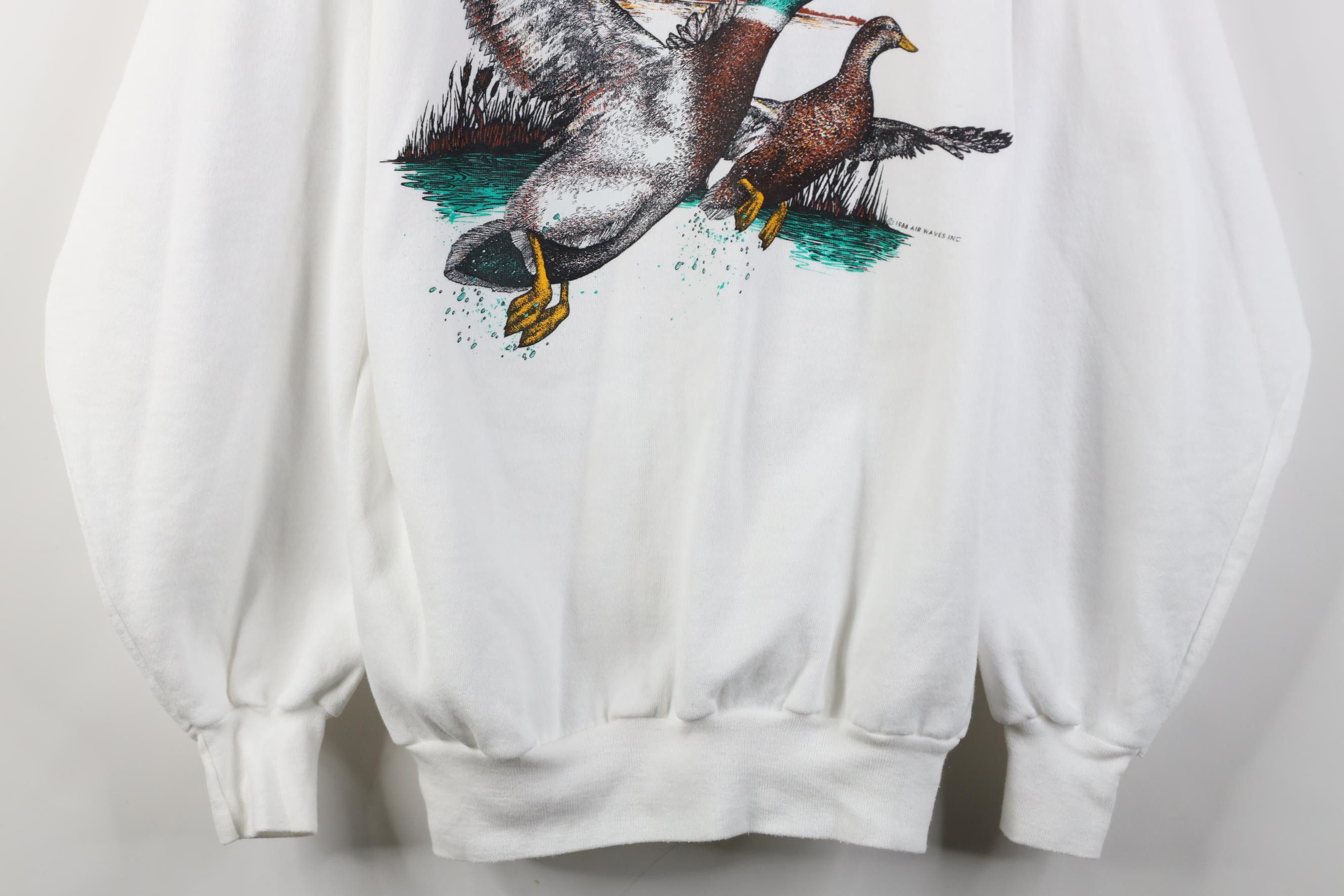 Vintage Vintage 80s Streetwear Duck Crewneck Sweatshirt White USA Size US XL / EU 56 / 4 - 3 Thumbnail