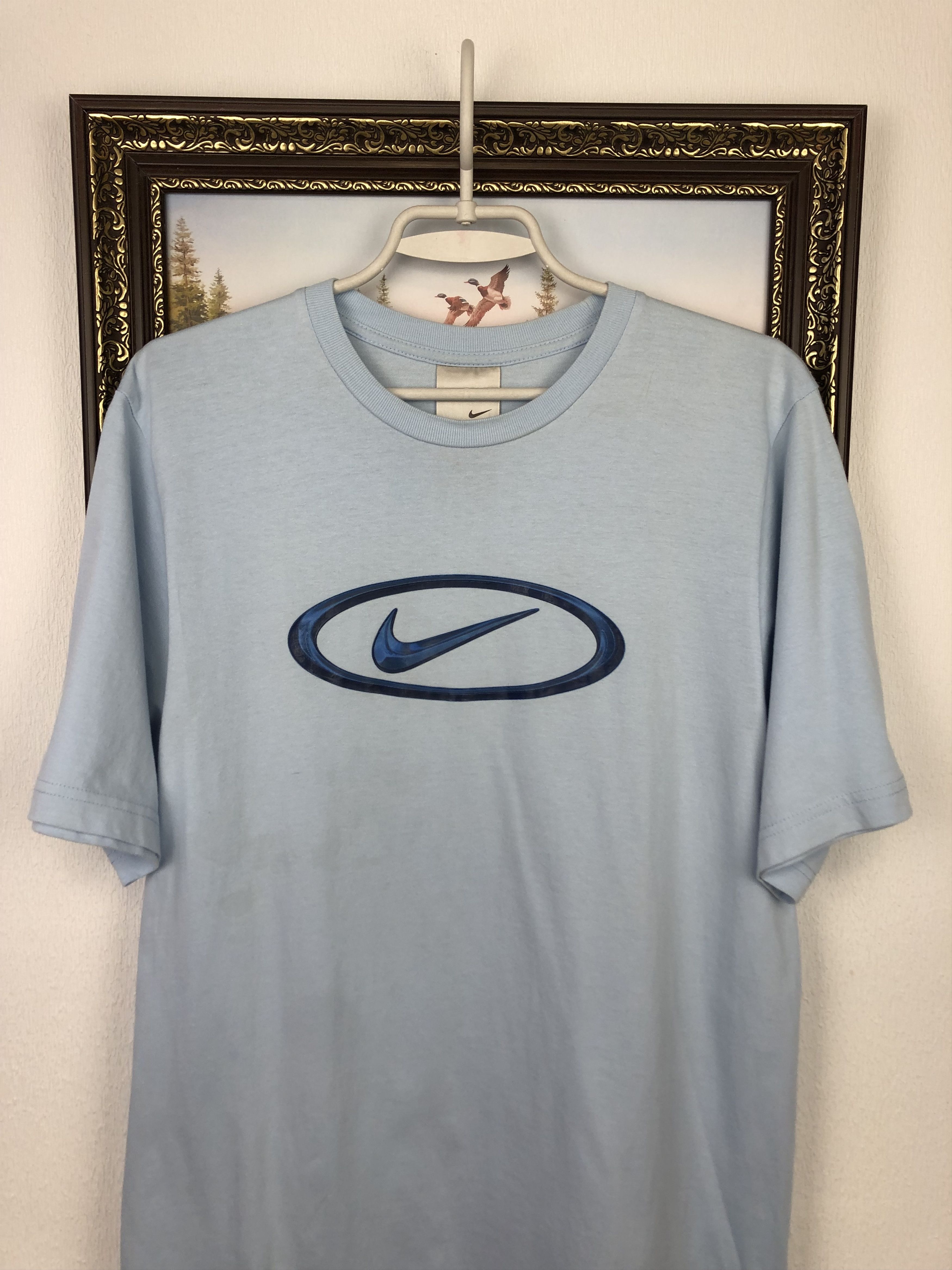 Nike Vintage Nike Center Big Logo Swoosh Blue Tee Shirt Mens Rare Size US M / EU 48-50 / 2 - 3 Thumbnail