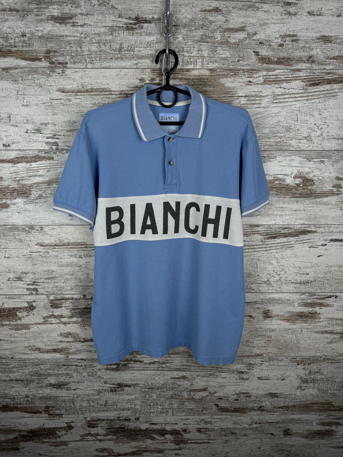 Luigi Bianchi Mens Vintage Bianchi T-shirt polos tee cycle cycling Size US L / EU 52-54 / 3 - 2 Thumbnail