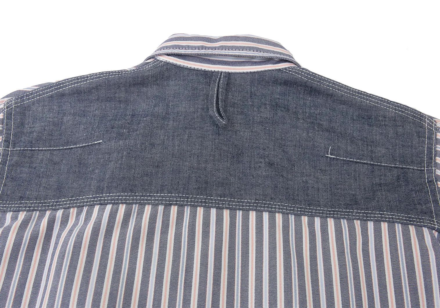 Junya Watanabe Patch Design Raglan Sleeve Stripe Shirt in Gray and White Size US XS / EU 42 / 0 - 15 Thumbnail