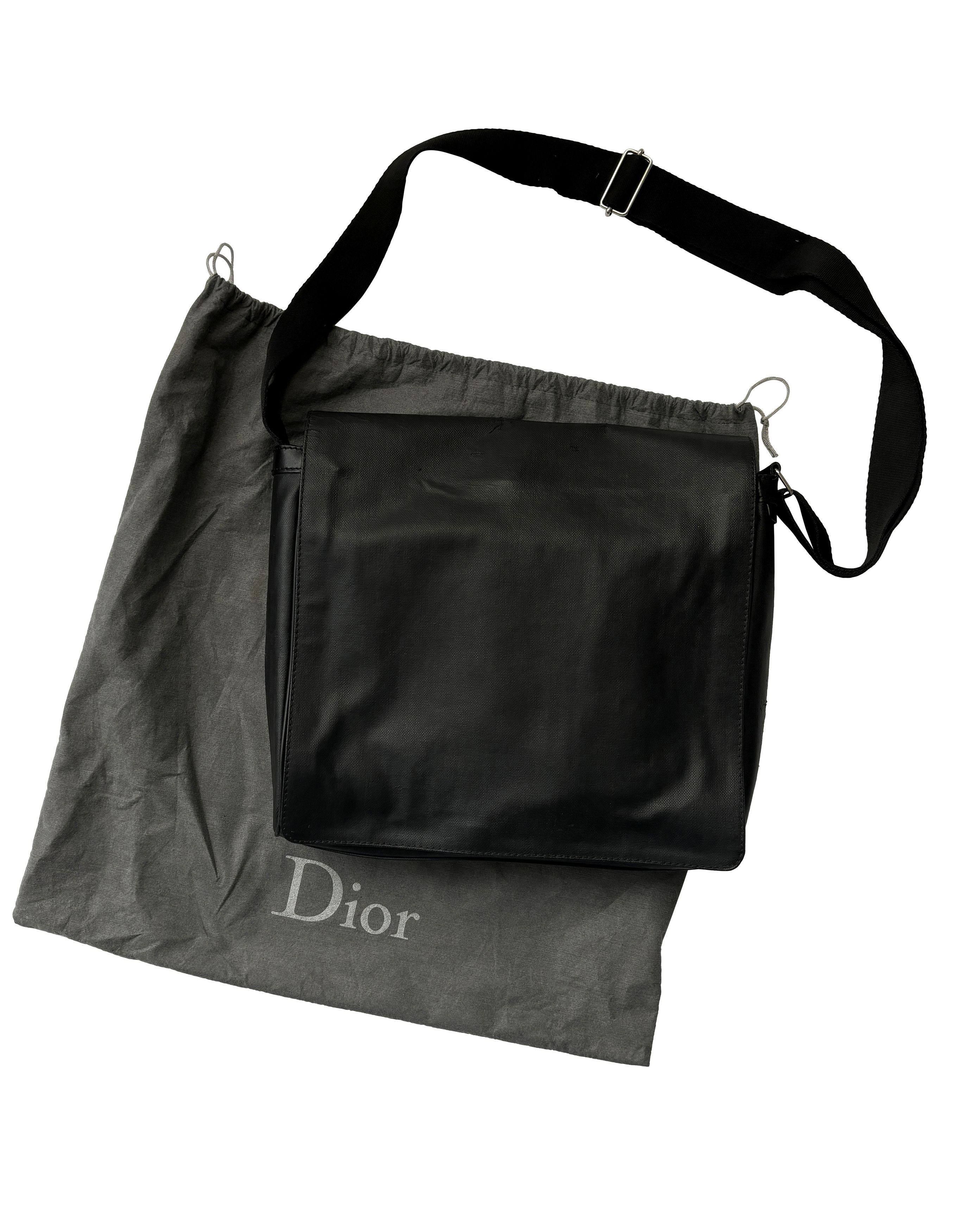 2005 Dior Hedi Slimane Flap Messenger Bag in Black, Men's