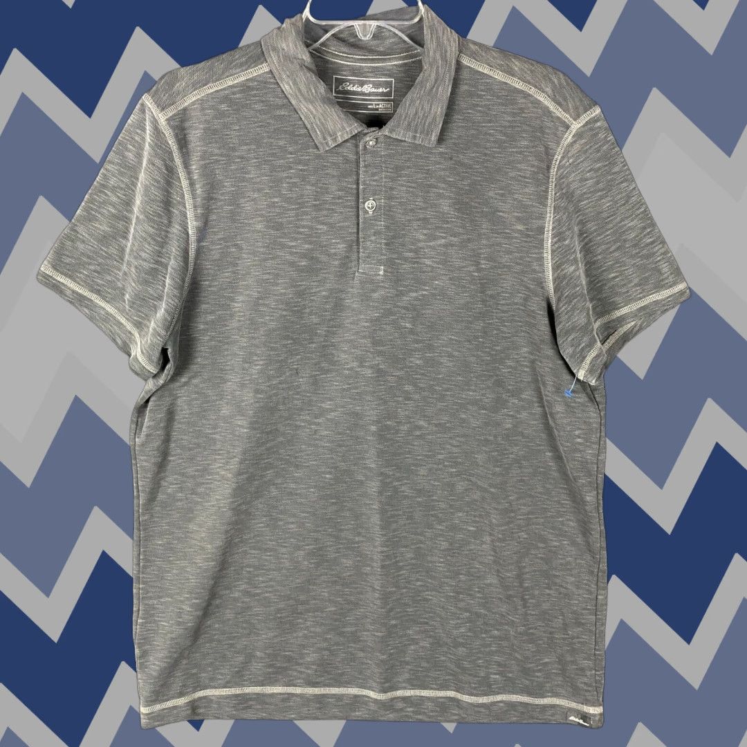 Eddie Bauer Eddie Bauer Polo Men’s L Gray Active Tencel Lyocell Blend Shirts Short Sleeve Collared Button Chest 44 in Vintage No Mens Size US L / EU 52-54 / 3 - 1 Thumbnail
