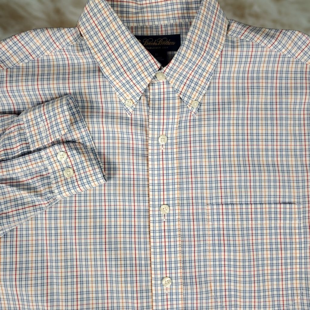 Brooks Brothers Brooks Brothers Shirt Mens Medium Blue Plaid Button Up Long Sleeve Size US M / EU 48-50 / 2 - 1 Thumbnail