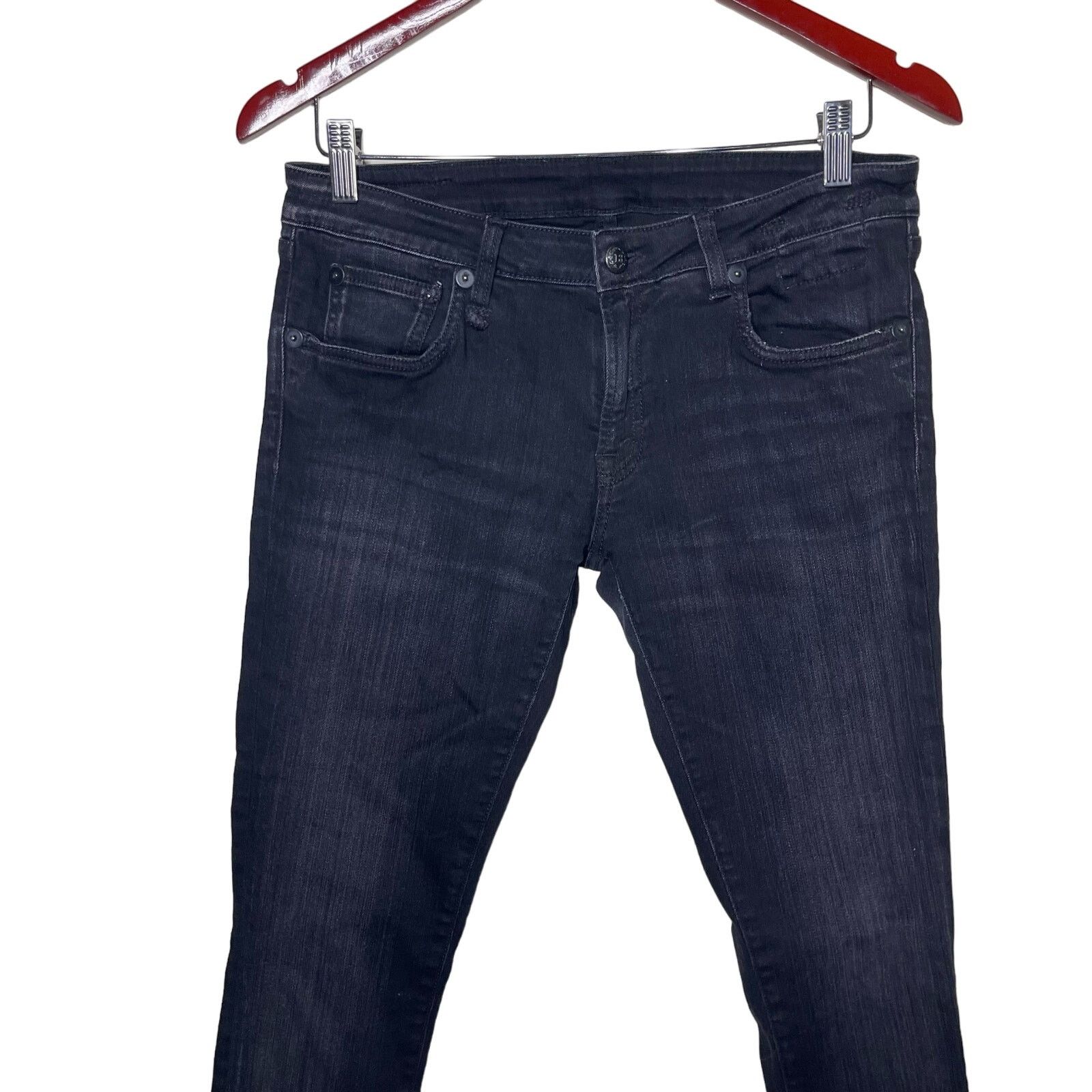 R13 R13 Mid Rise Button Fly Skinny Jeans Black Womens 30 Size 30" / US 8 / IT 44 - 2 Thumbnail