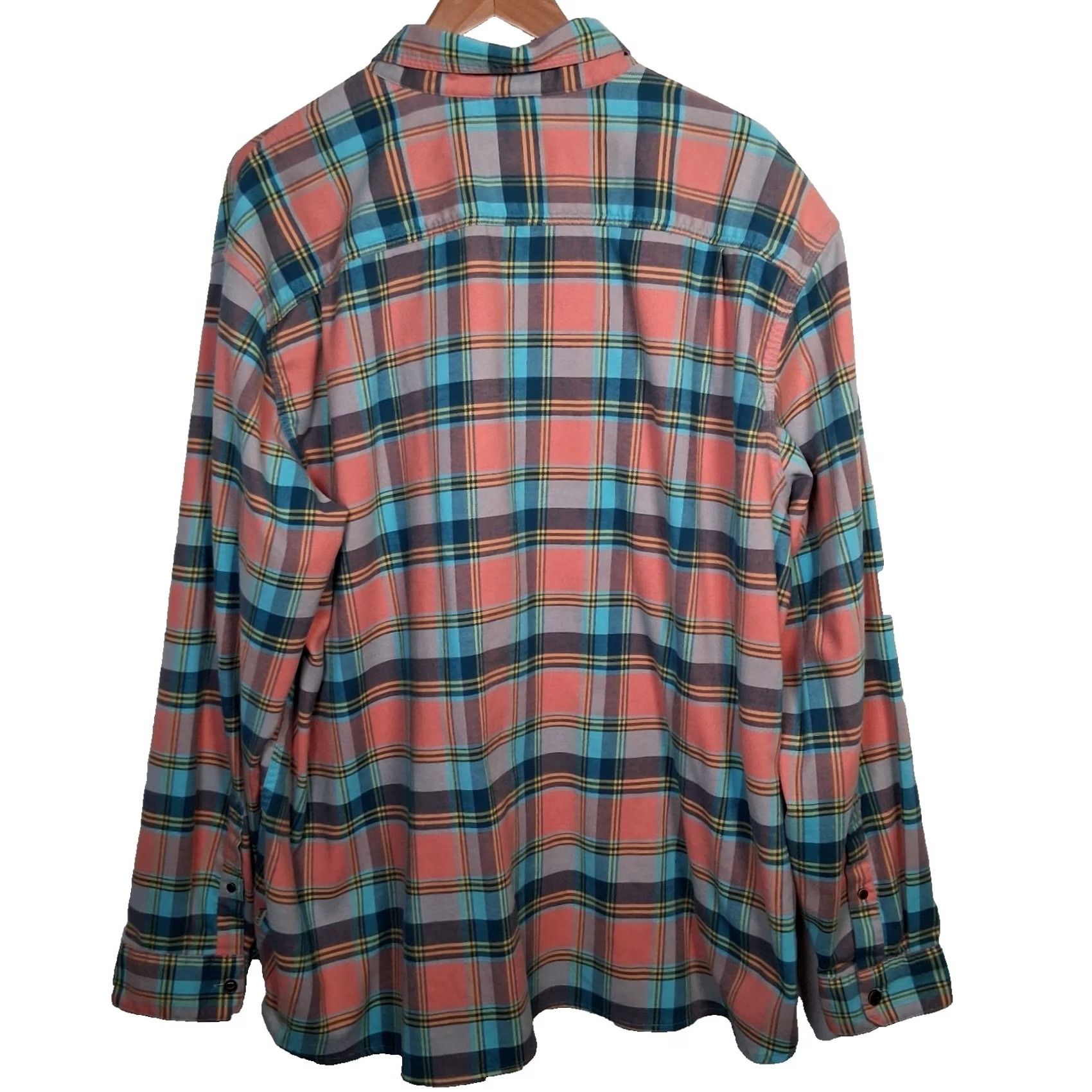 Vintage LL Bean Flannel Shirt Men XXL Regular Plaid Peach Blue Button-Down Long Sleeve Size US XXL / EU 58 / 5 - 4 Thumbnail
