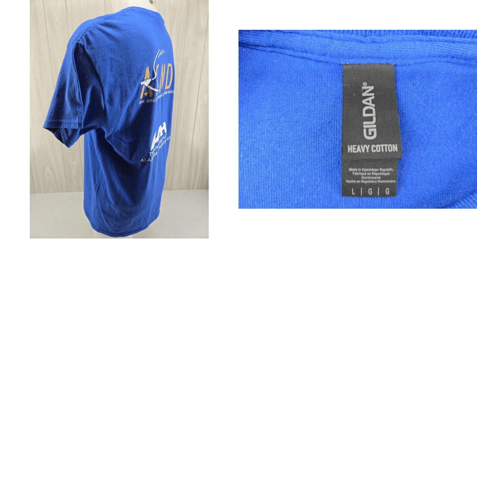 Gildan UAH University of Alabama ASMDA Missile Defense Blue T-Shirt L Mens Regular Cotton Gildan Short Sleeve Crew Neck Size US L / EU 52-54 / 3 - 9 Thumbnail