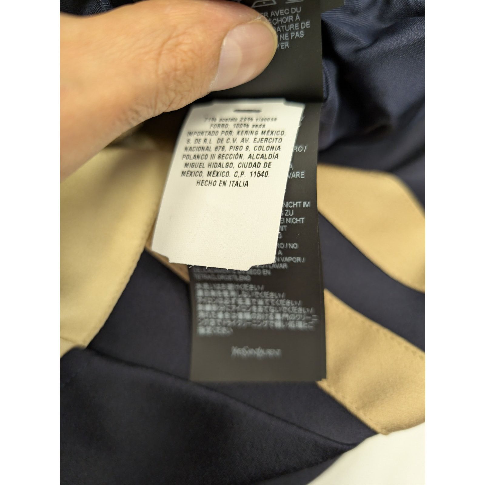 Saint Laurent Paris o1rshd1 Teddy Tricolore Satin Crepe Jacket in Beige Size US L / EU 52-54 / 3 - 17 Thumbnail