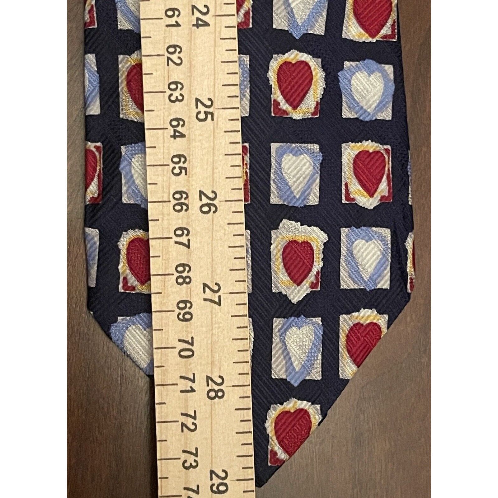 Other Today’s Man Red Blue 100% Silk Made In Italy Heart Print Size 44 - 5 Thumbnail