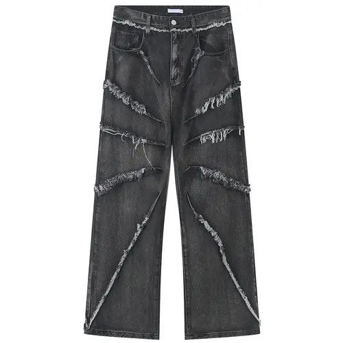 Japanese Brand Pepper x Erika Raw edge wide-leg jeans with retro design Size US 32 / EU 48 - 3 Thumbnail
