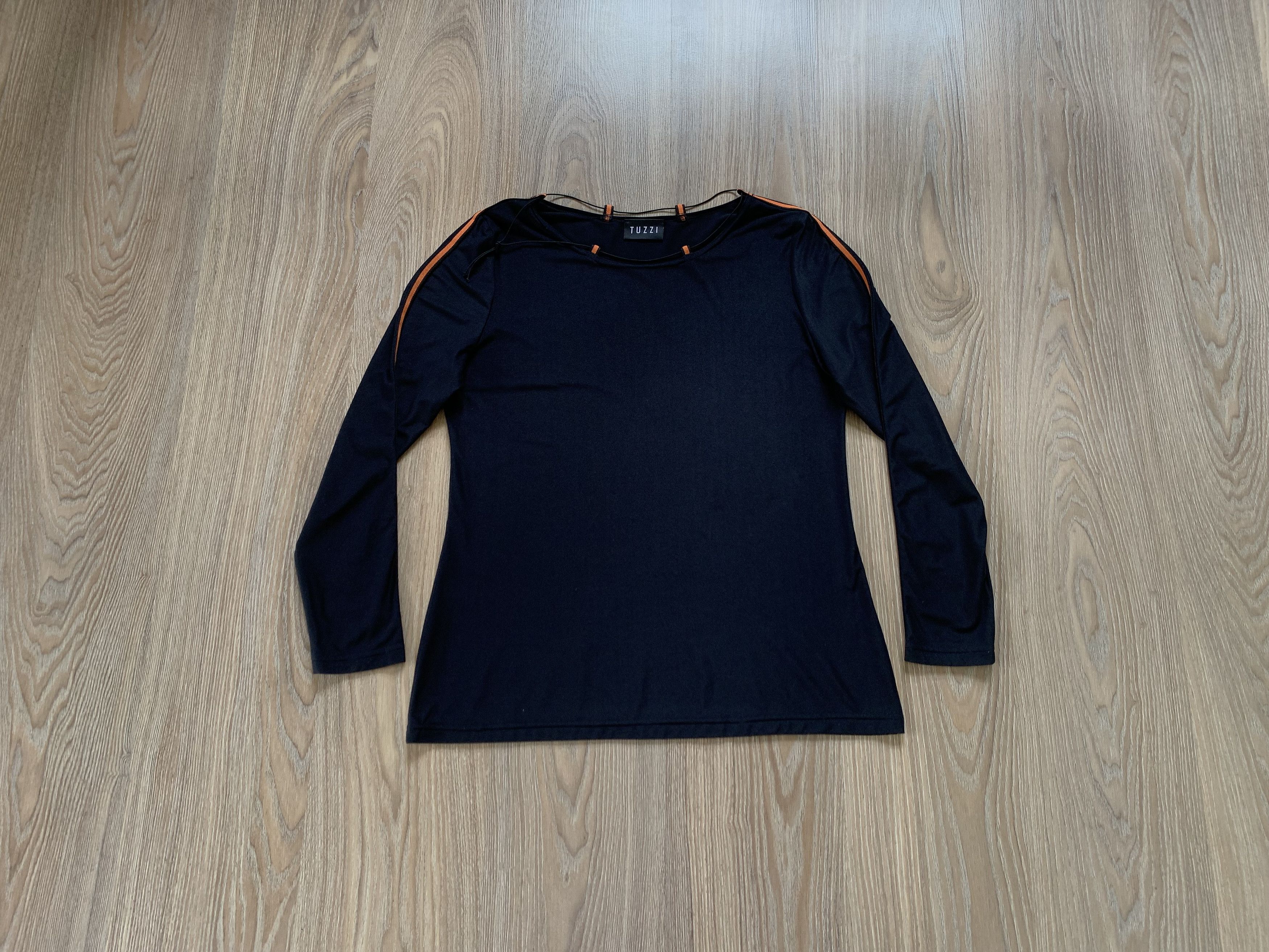 Designer Tuzzi Lace Black Long Sleeve T Shirt Size L / US 10 / IT 46 - 8 Thumbnail