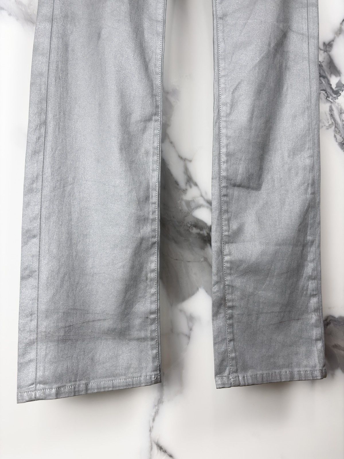 Dior × Hedi Slimane SS06 Dior Homme Silver Metallic Glitter Waxed Coated Jeans Size US 28 / EU 44 - 4 Thumbnail