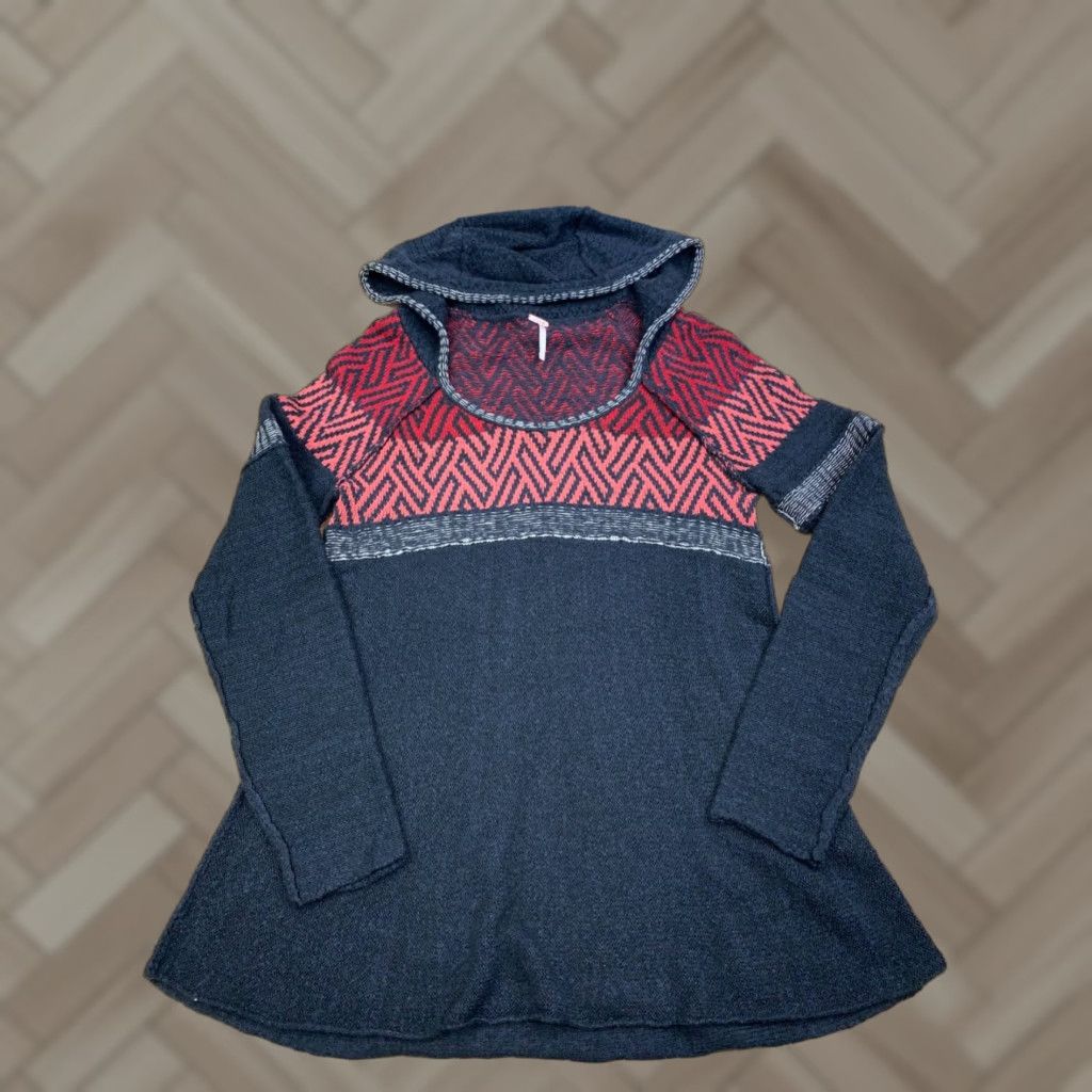 Free People Free People Sweater Hoodie Womens L Wool Blend Knit Pullover Multicolor 12550 Size L / US 10 / IT 46 - 1 Thumbnail