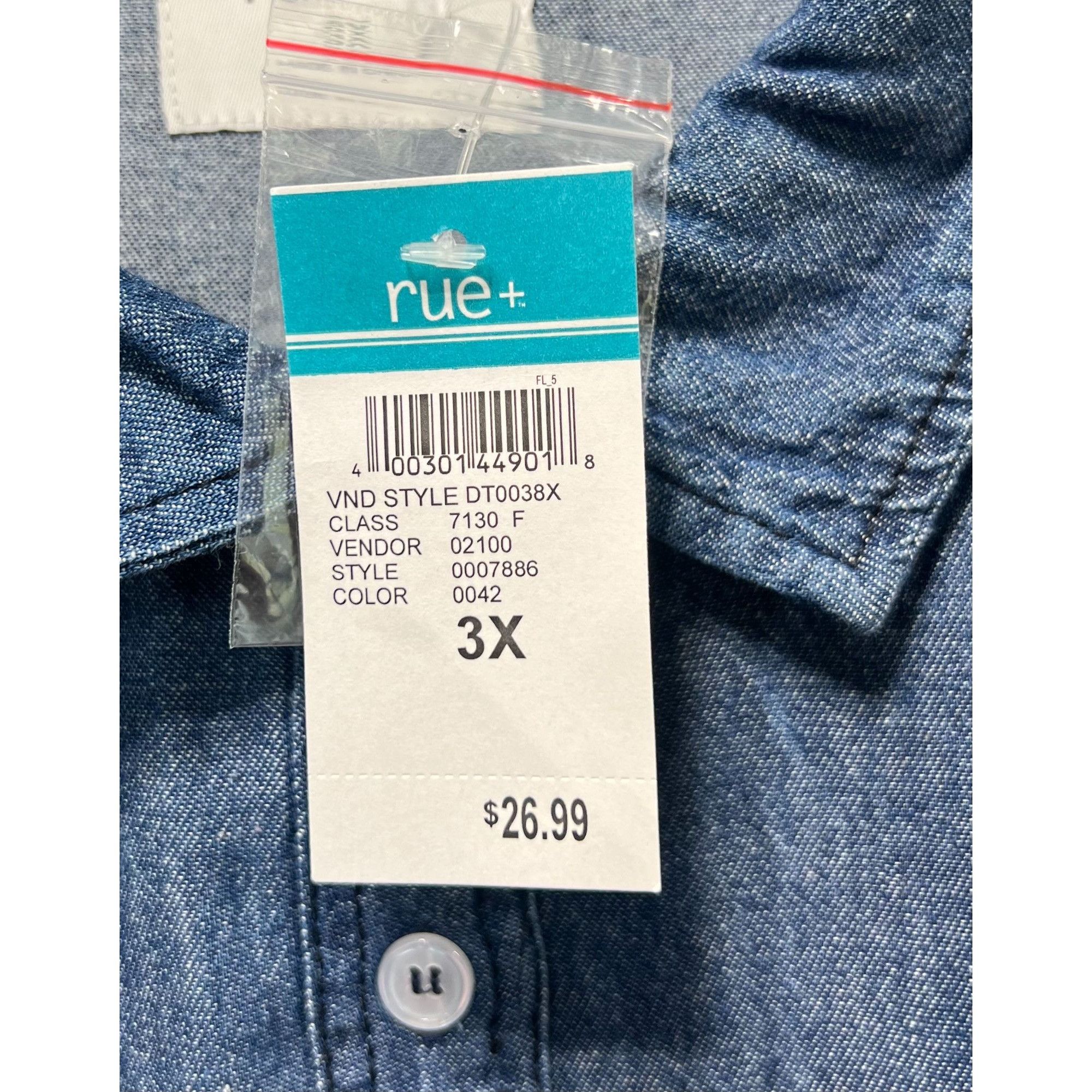rue21 Rue 21 - Women's Chambray Long Sleeve Button Down Shirt With Size 3XL / US 20-22 - 8 Thumbnail