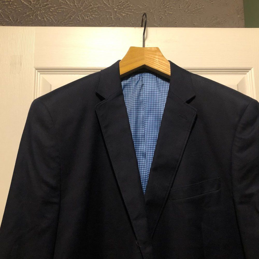 Stafford STAFFORD MEN'S NEW NAVY 98%COTTON SPORT COAT BLAZER 50R Size 50R - 3 Thumbnail