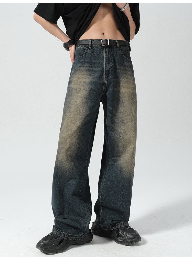 Japanese Brand × Jean Japanese retro distressed all-match loose straight jeans Size US 32 / EU 48 - 1 Thumbnail