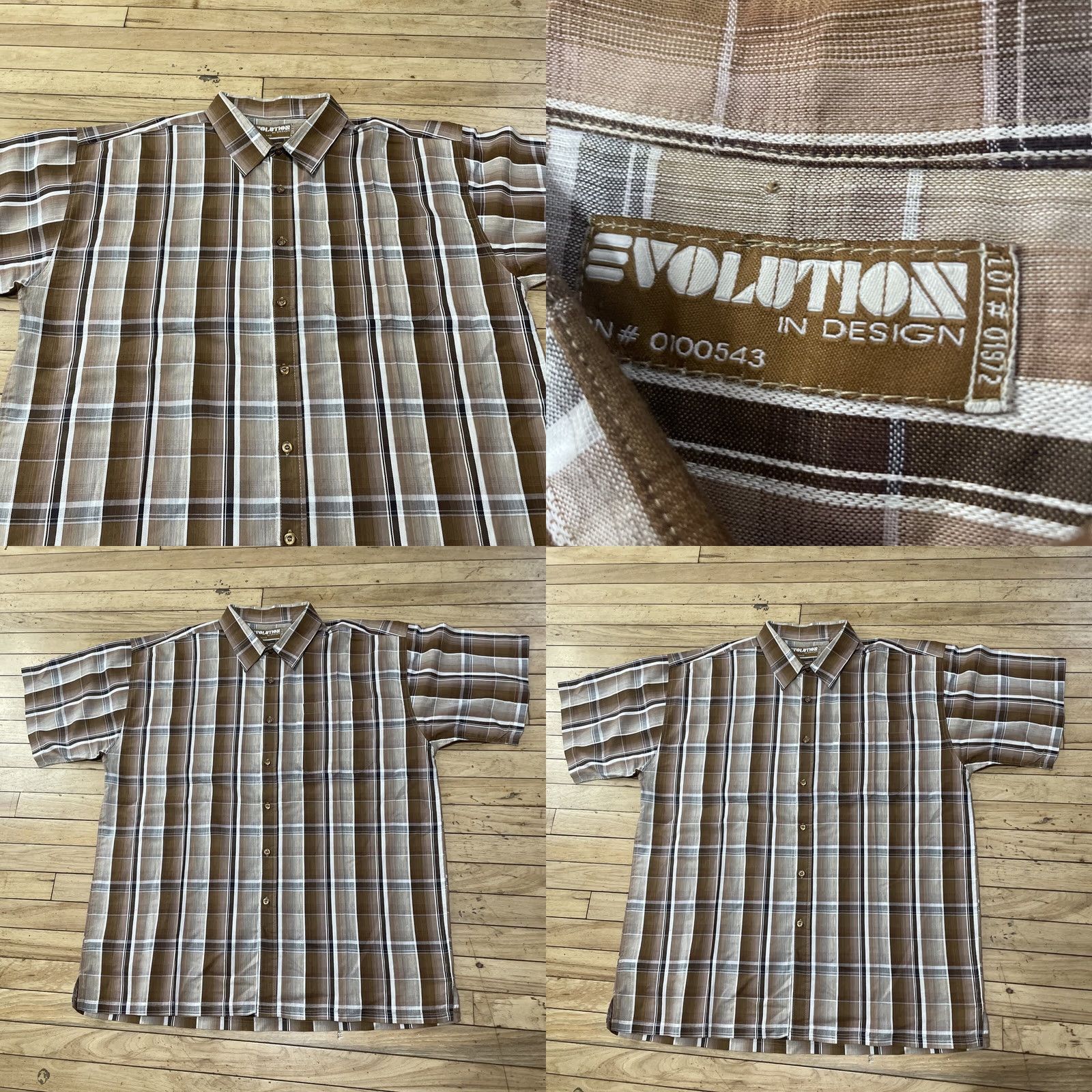 Vintage VINTAGE Evolution in Design Button Shirt Men 2XL Brown Western Plaid 70s 90s XXL 54" Short Sleeve Button-Up Collared Mens Size US XXL / EU 58 / 5 - 9 Thumbnail