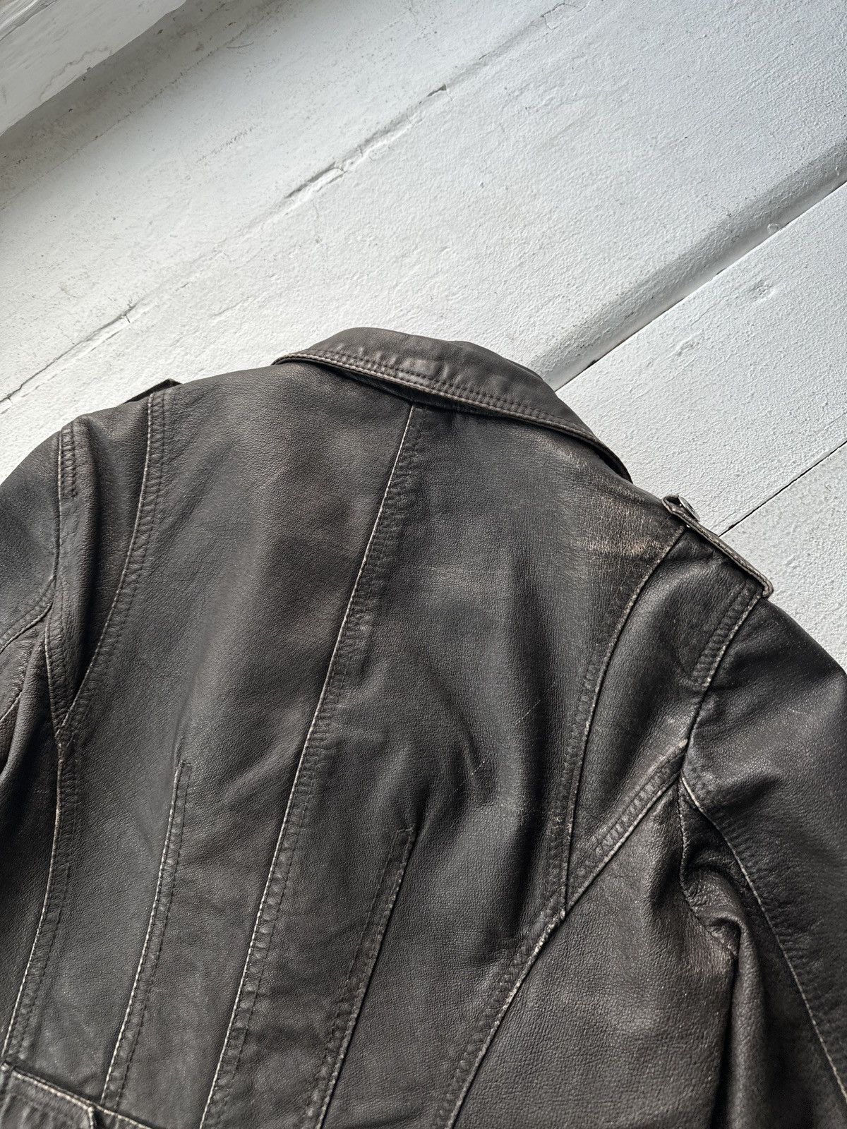 Other 🚨Y2K RICK OWENS TYPE DIRTY SLIM FIT ZIP LEATHER JACKET Size M / US 6-8 / IT 42-44 - 13 Thumbnail