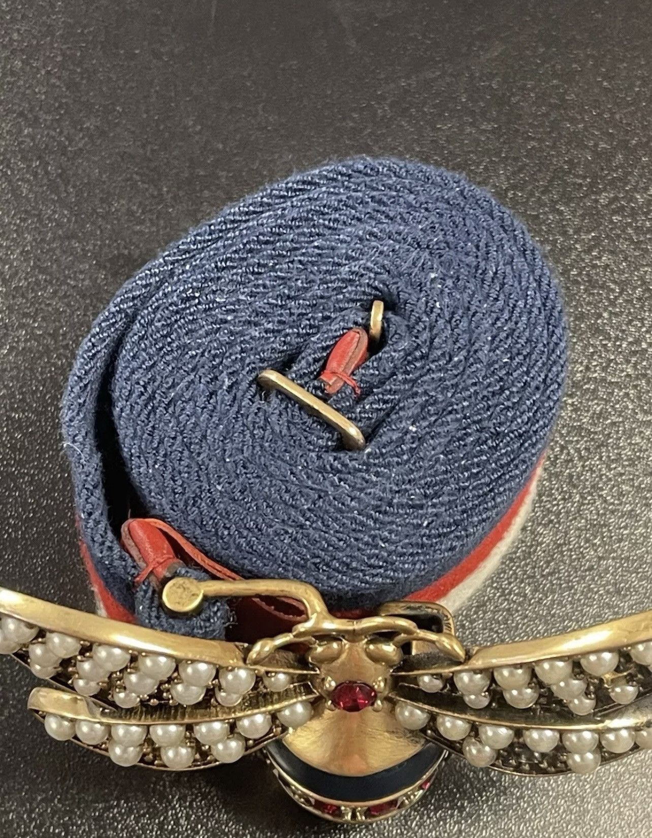 Gucci Gucci Sylvie Bee Web Buckle Belt Tricolor Canvas Size 75cm Size ONE SIZE - 8 Thumbnail