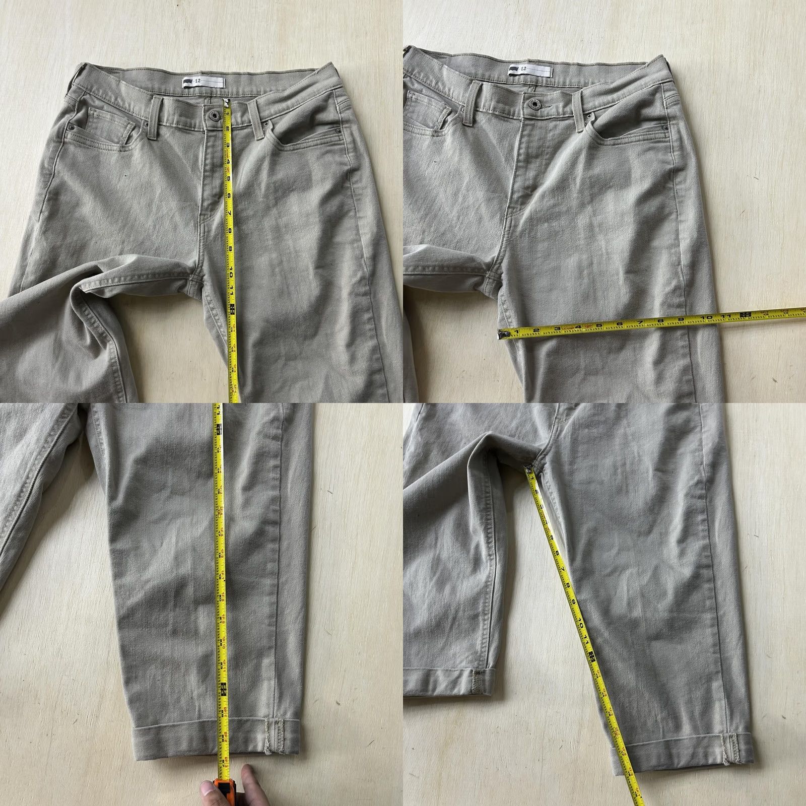 Levi's Levi's Mid Rise Stretch Capri Jeans Womens 12 Light Beige Denim Casual Pants Size 34" / US 12 / IT 48 - 8 Thumbnail