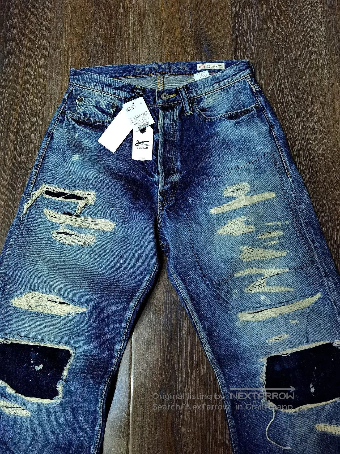 Visvim DENHAM Blue Distressed Paint Splatter Jeans. Size US 31 - 2 Thumbnail
