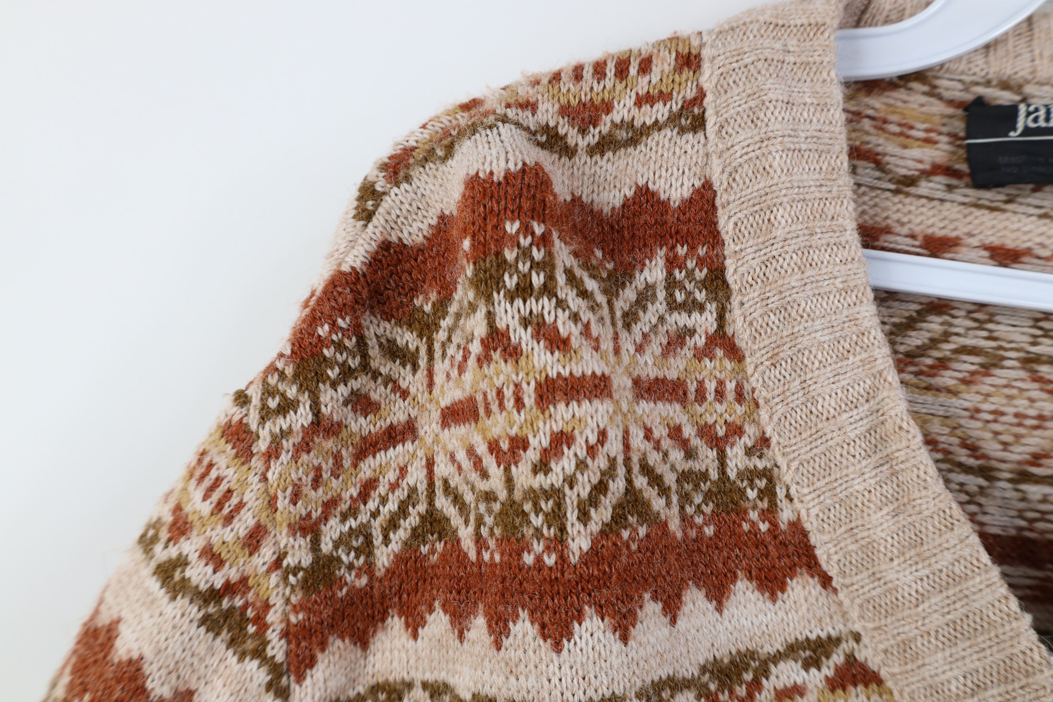 Vintage Vintage 70s Streetwear Fair Isle Ribbed Cable Knit Sweater Size US L / EU 52-54 / 3 - 6 Thumbnail