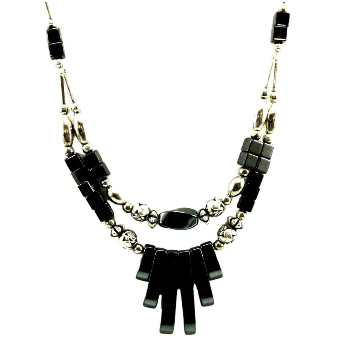 Other Vintage Genuine Hematite Necklace • Silvertone Beads • 20" Size ONE SIZE - 1 Thumbnail