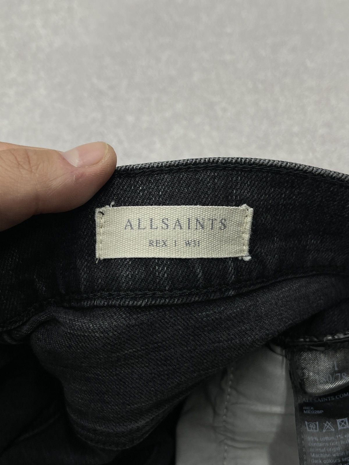 Allsaints × Designer Mens AllSaints Rex Denim Jeans Grey Big Logo Pocket Size 31 Size US 31 - 16 Thumbnail