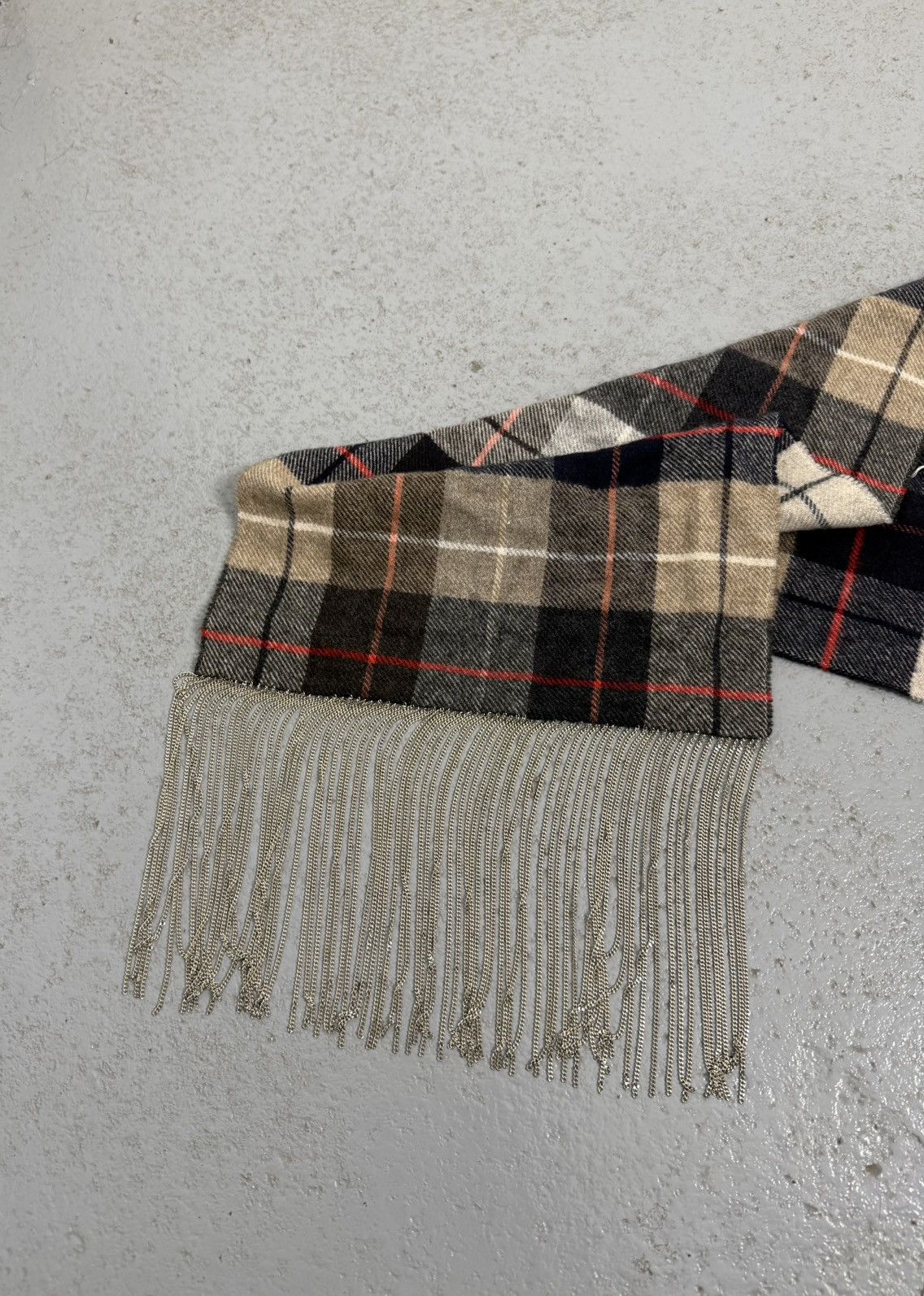 Maison Margiela Maison Margiela Metal Chain Fringe Checkered Scarf Size ONE SIZE - 4 Thumbnail