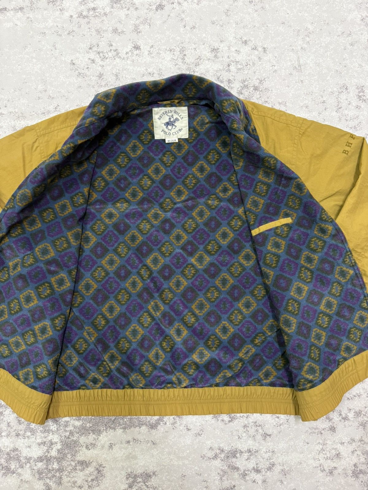 Beverly Hills Polo Club Vintage BHPC mustard yellow patterned fleece lining jacket Size US M / EU 48-50 / 2 - 9 Thumbnail