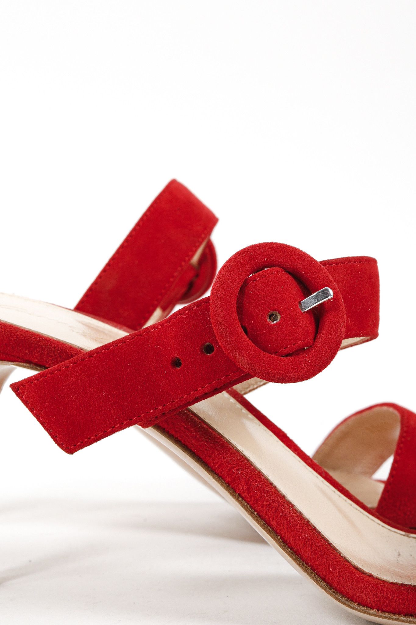 Gianvito Rossi Gianvito Rossi Red Chamois Suede Heel Sandals Size US 6.5 / IT 36.5 - 7 Thumbnail