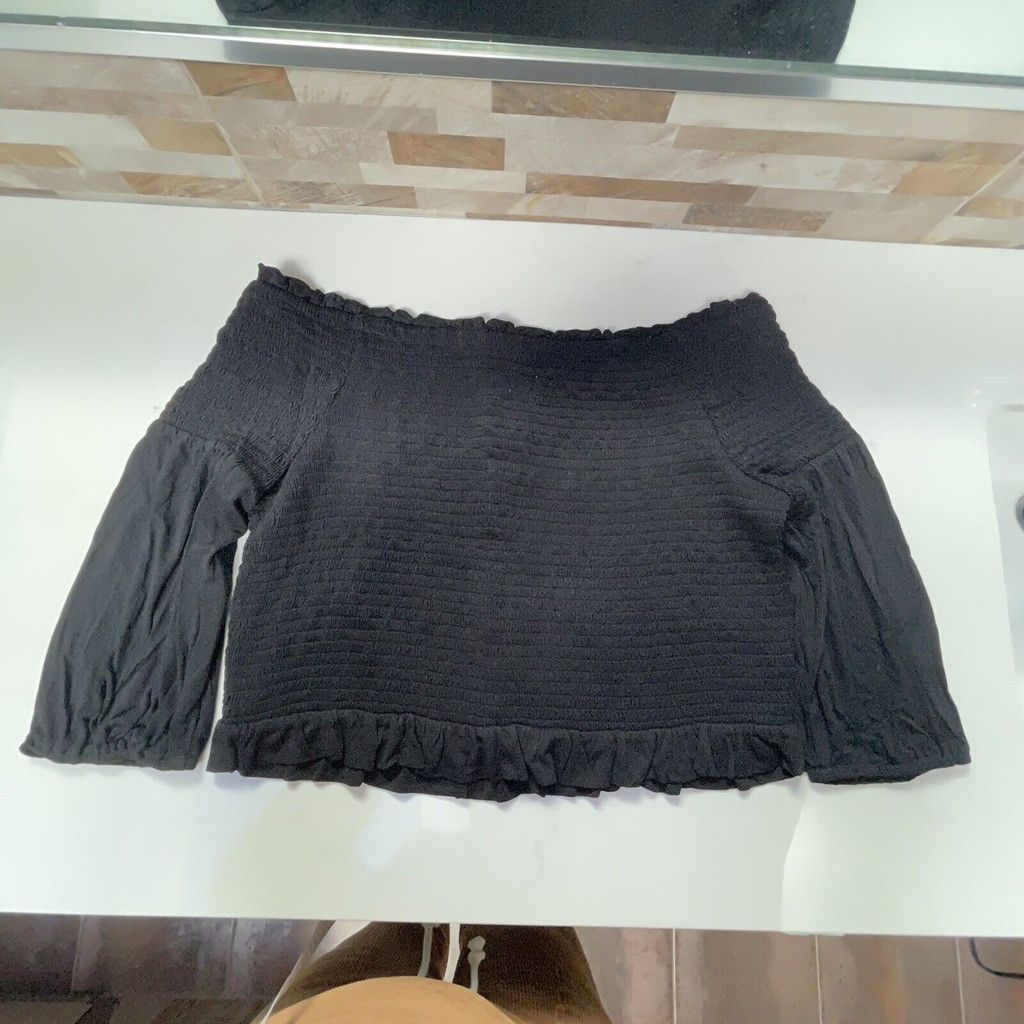 Loft Loft Beach Black Off The Shoulder Top L Coastal Whimsigoth Size L / US 10 / IT 46 - 7 Thumbnail