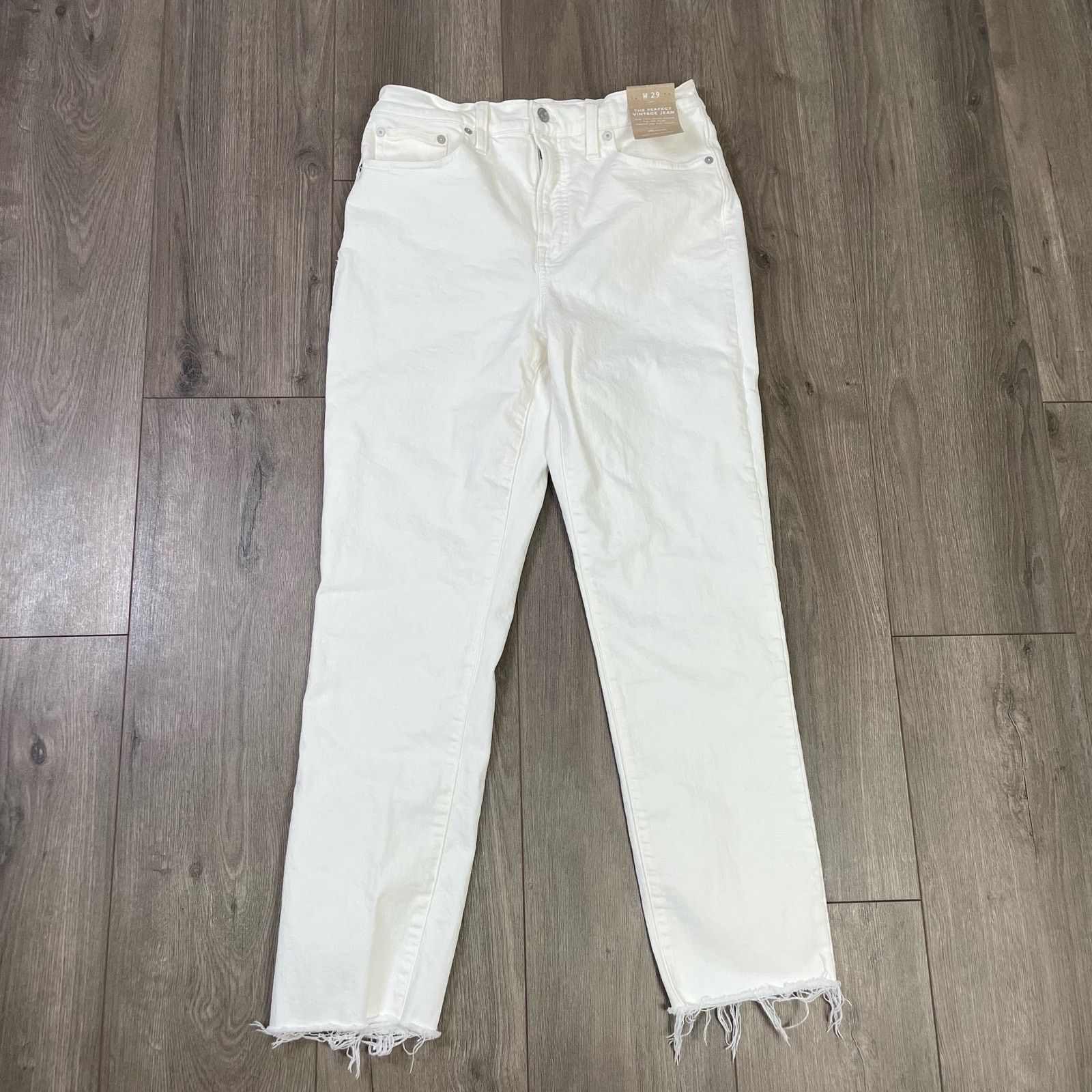 Madewell Madewell Tapered Leg Tile Raw Hem Jeans US Women's 29 New Size 29" - 1 Thumbnail