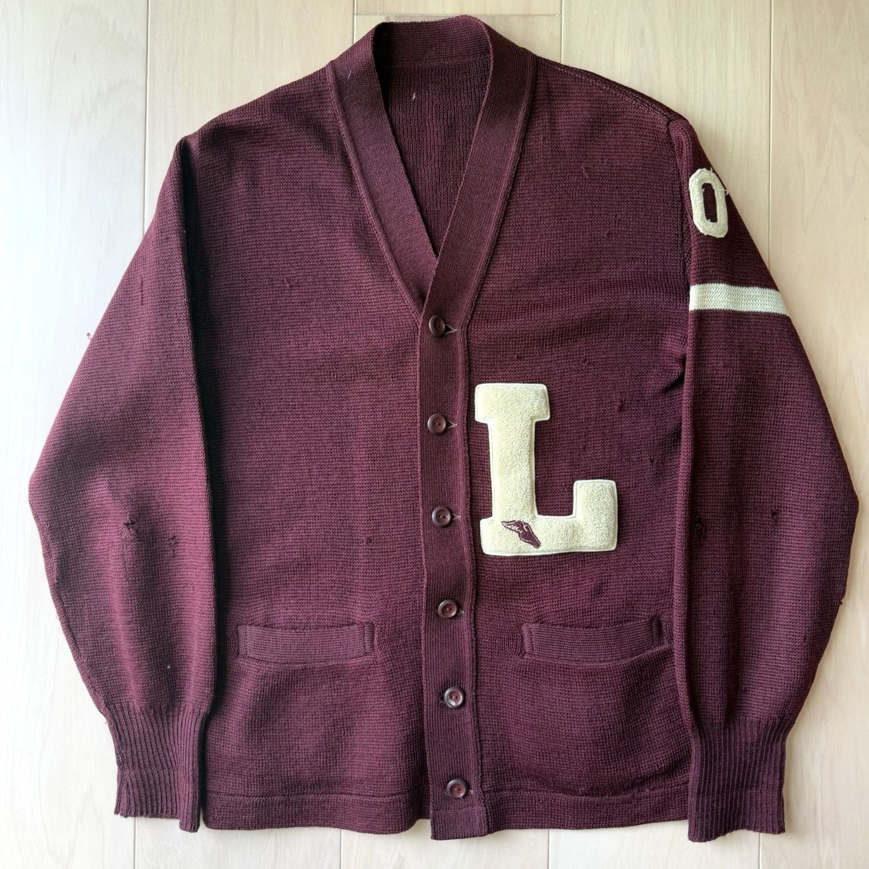 Vintage VINTAGE Letterman Cardigan Small Maroon Wool Sweater 60s Made in USA Mens/Adults Size US S / EU 44-46 / 1 - 2 Thumbnail