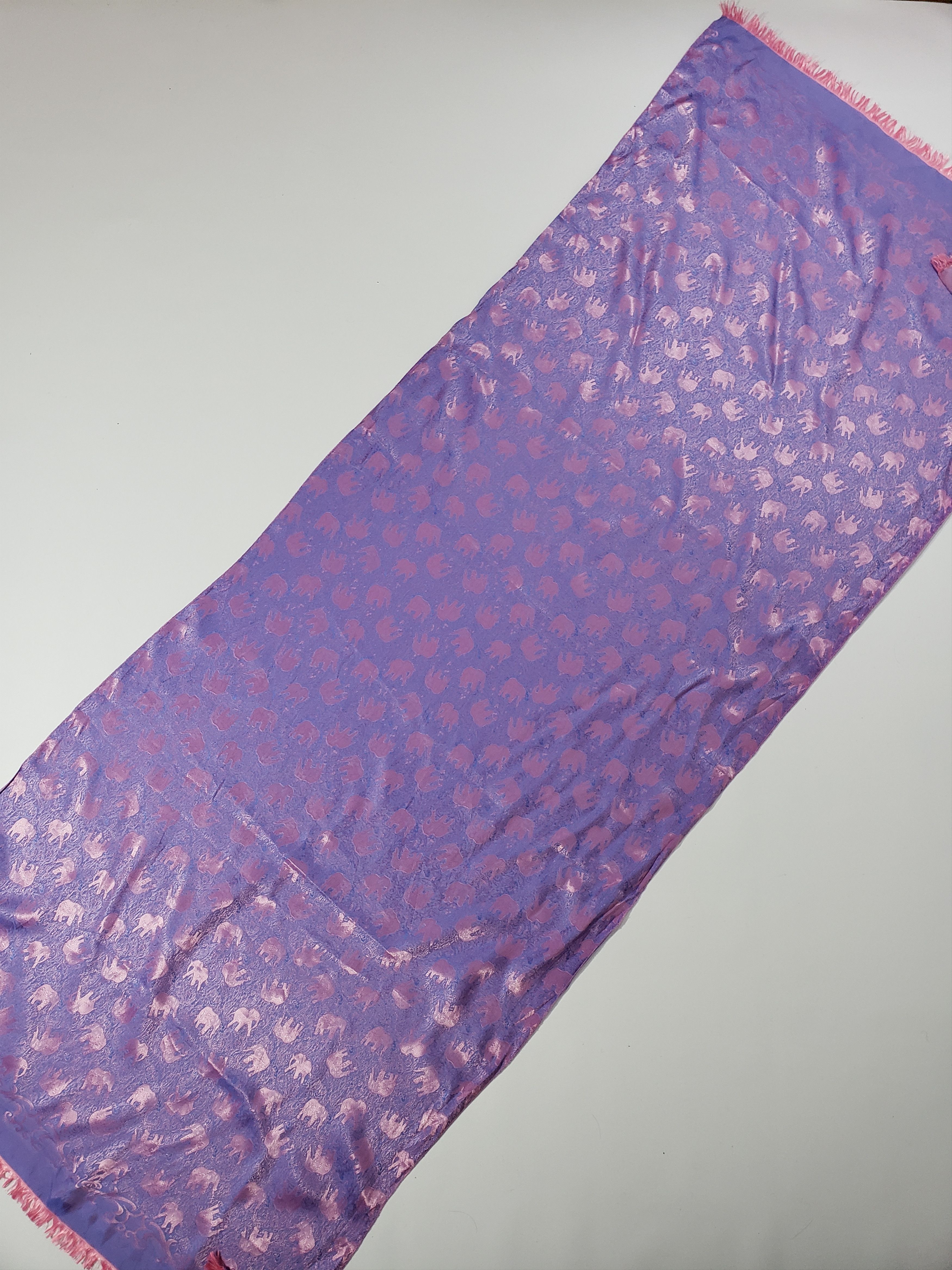 Other 100% Silk Scarf ELEPHANTS violet Size ONE SIZE - 8 Thumbnail
