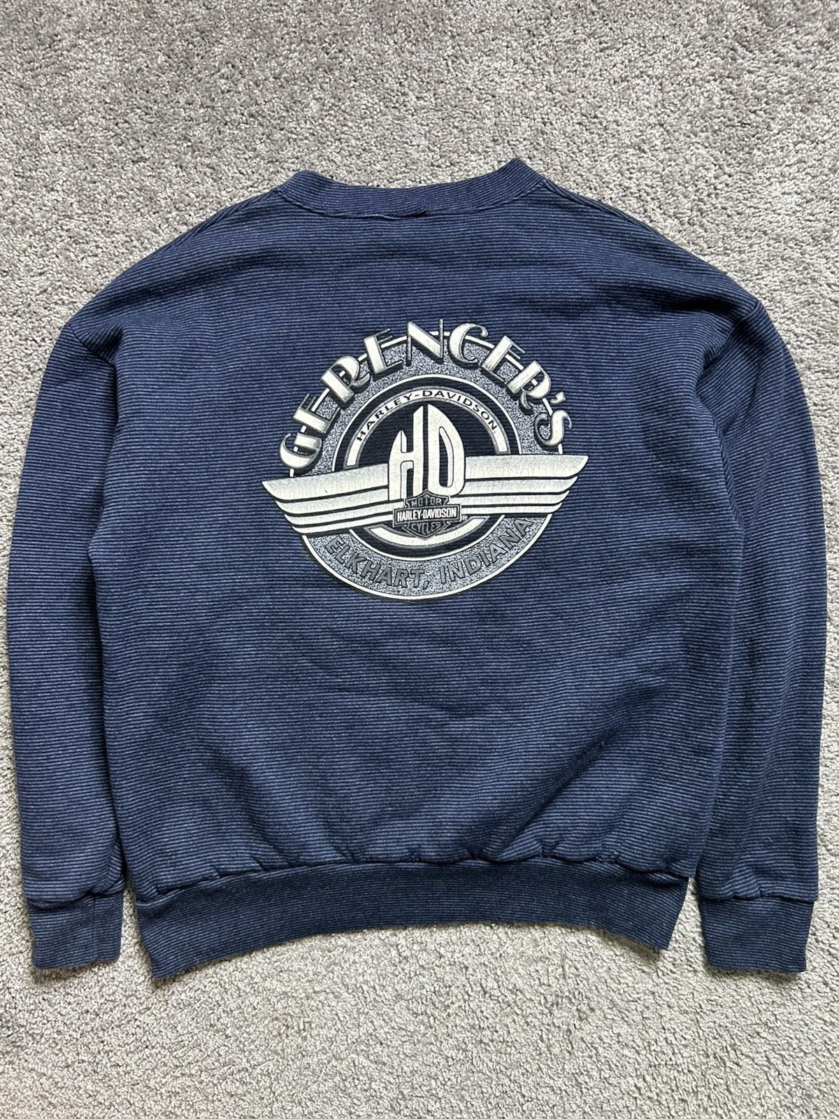 Vintage Vintage 90s Harley Eagle Live the Legend Striped Crewneck Size US XL / EU 56 / 4 - 7 Thumbnail