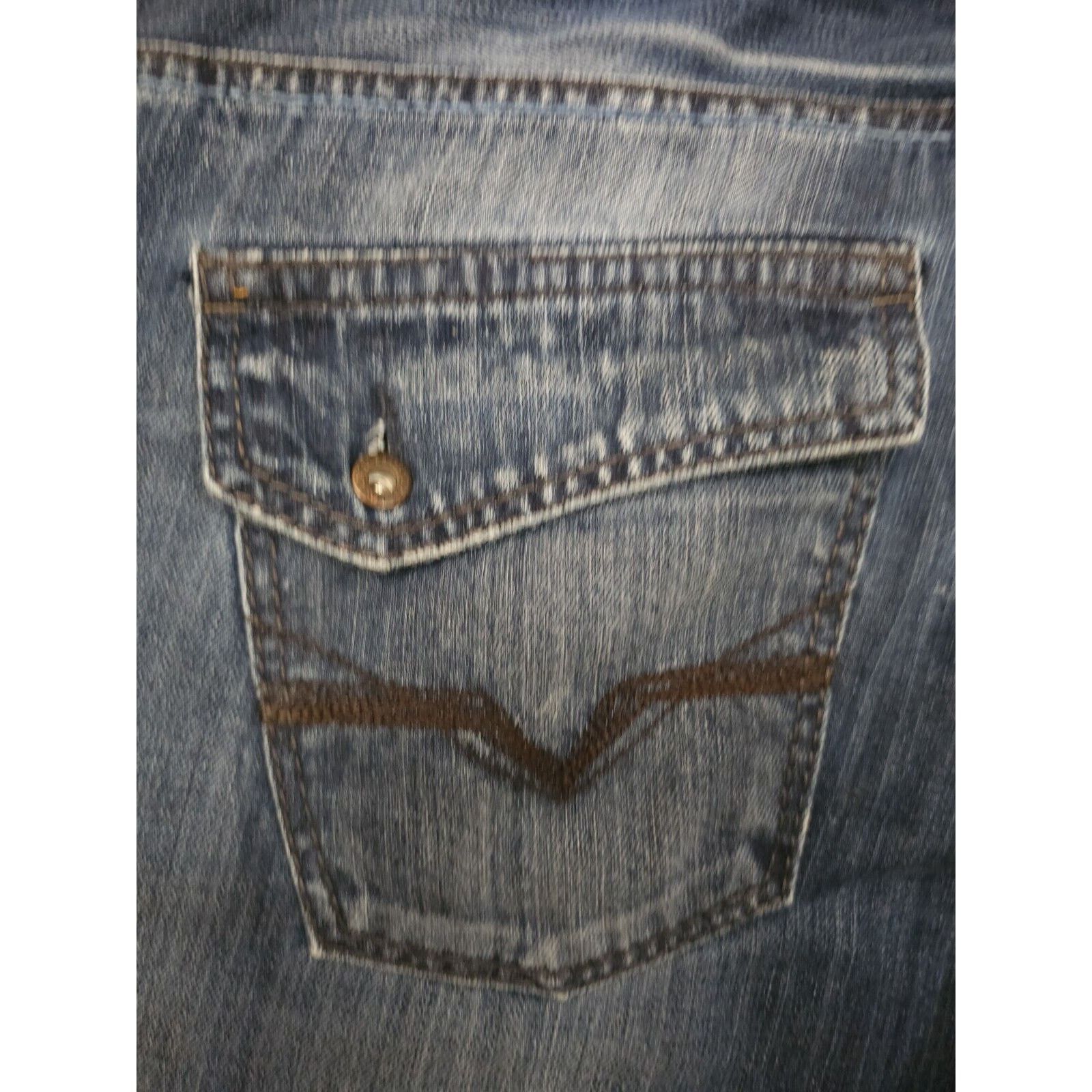 Guess Guess Falcon Slim Boot Jeans Mens Blue Distressed 33x27 Size US 33 - 4 Thumbnail