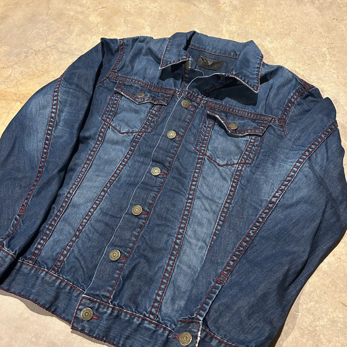 Japanese Brand × Robins Jeans × Vintage Robin’s Jeans Thick Stitch Denim Jacket Oversized Designer Size US XXL / EU 58 / 5 - 7 Thumbnail