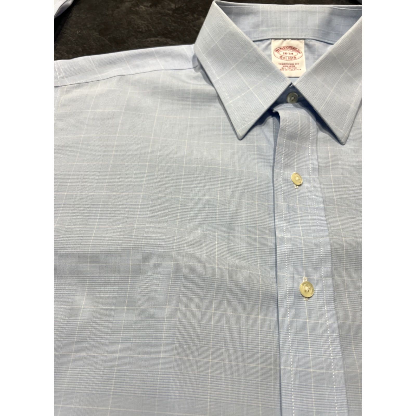 Brooks Brothers VINTAGE Brooks Brothers Dress Shirt Men Regular Fit Long Sleeve Blue Check 16-34 Non-Iron Size US L / EU 52-54 / 3 - 5 Thumbnail