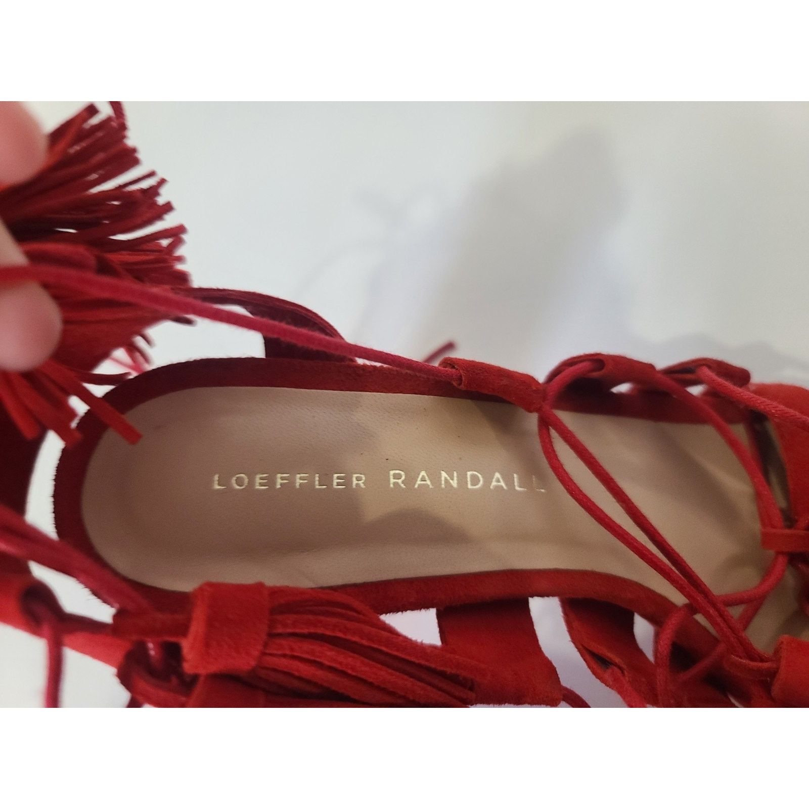 Loeffler Randall Loeffler Randall Red Luz Suede Tassel-Tie Sandal 4'' Heels Size US 7.5 / IT 37.5 - 10 Thumbnail