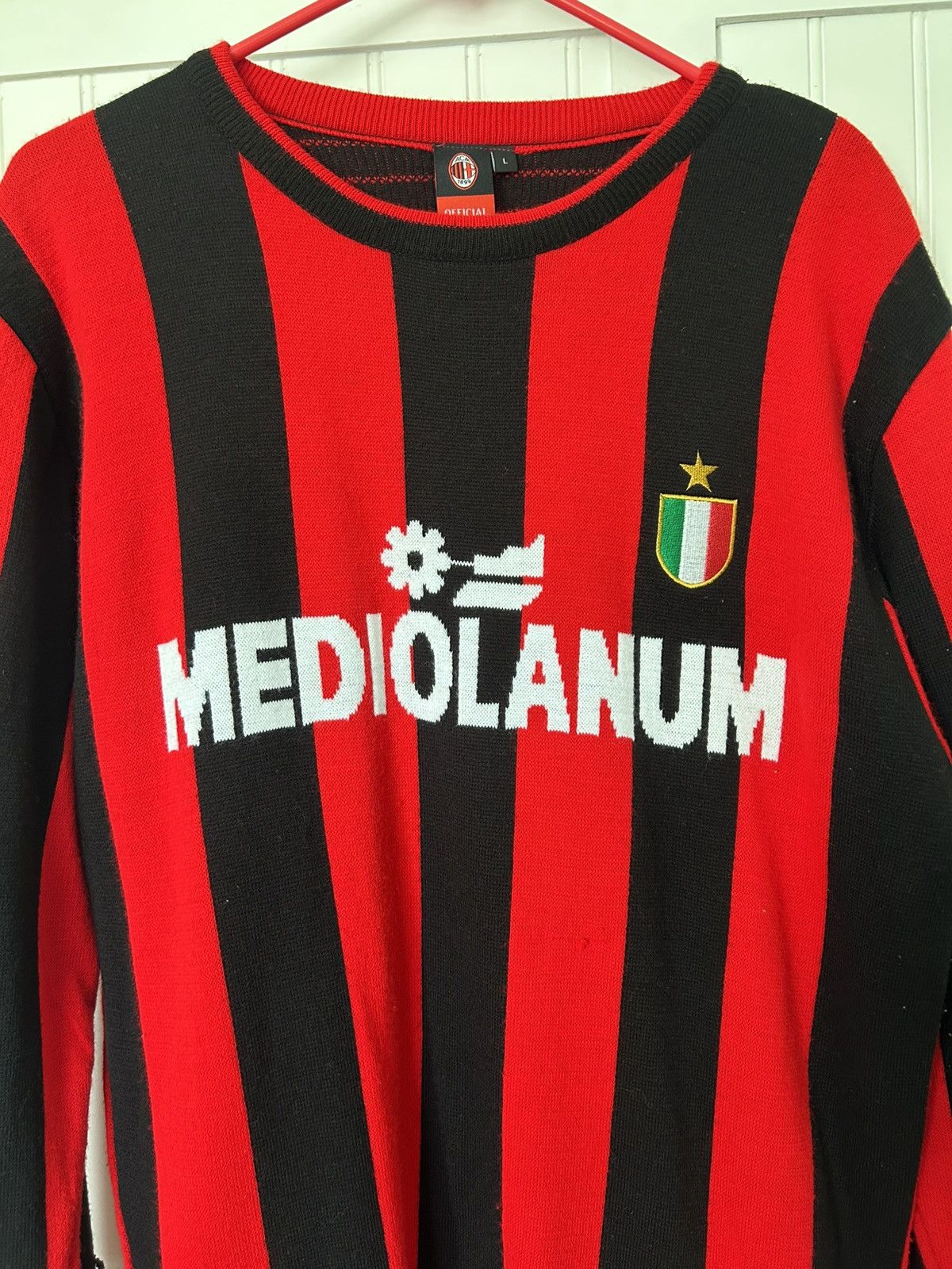 Other AC Milan “Mediolanum” Knit Sweater Red/Black Striped Size L Size US L / EU 52-54 / 3 - 2 Thumbnail